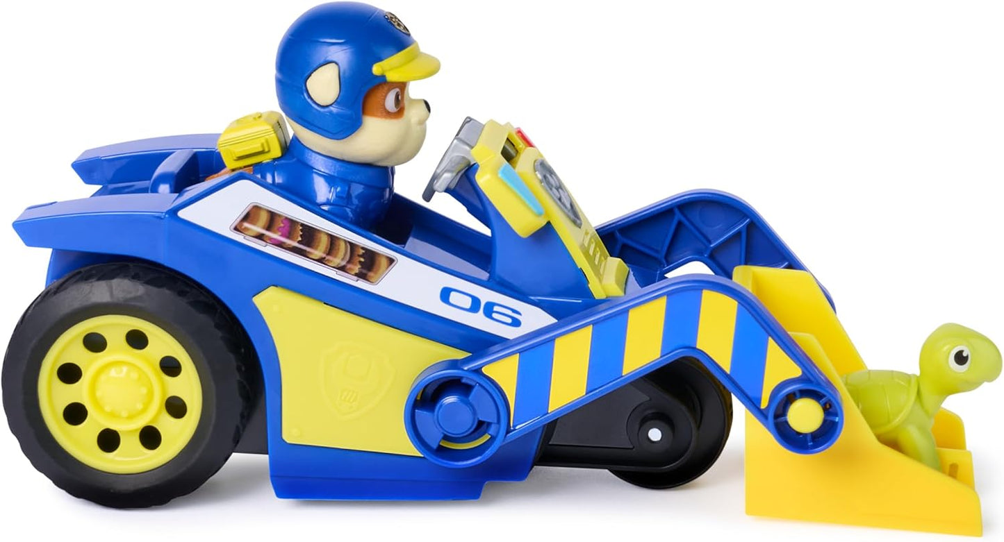 PAW PATROL - Search & Rescue: Rubbles Rettungs-Bulldozer, Fahrzeug mit Rückziehmotor, ca. 15 cm, inkl. Hunde-Figur und Schildkröte, detailgetreues Design zur Serie, Spielzeug ab 3 Jahren