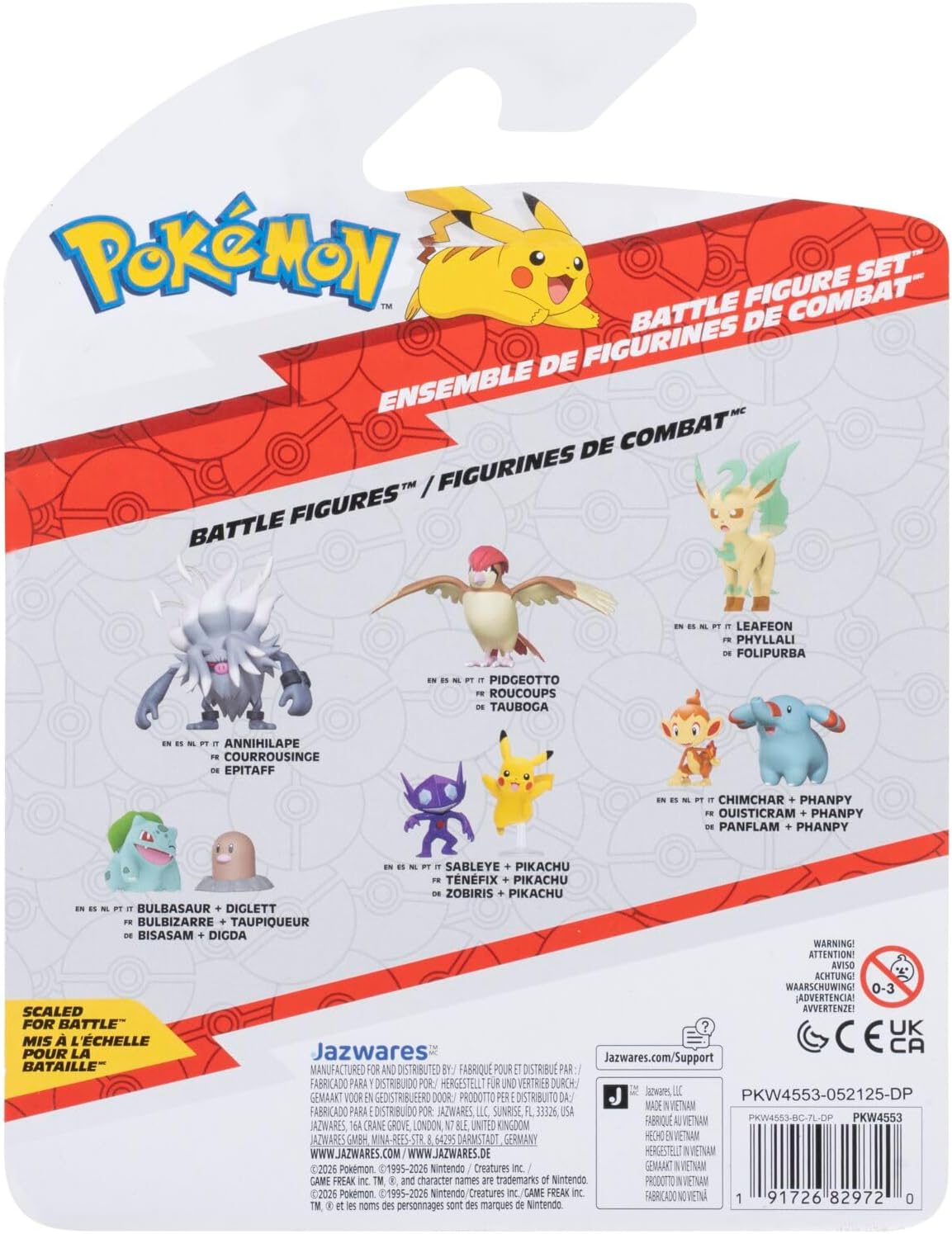 Pokémon Battle Figure 3 Pack - Features 2-Inch Sandile and Treecko and 3-Inch Pidgeotto Battle Figures