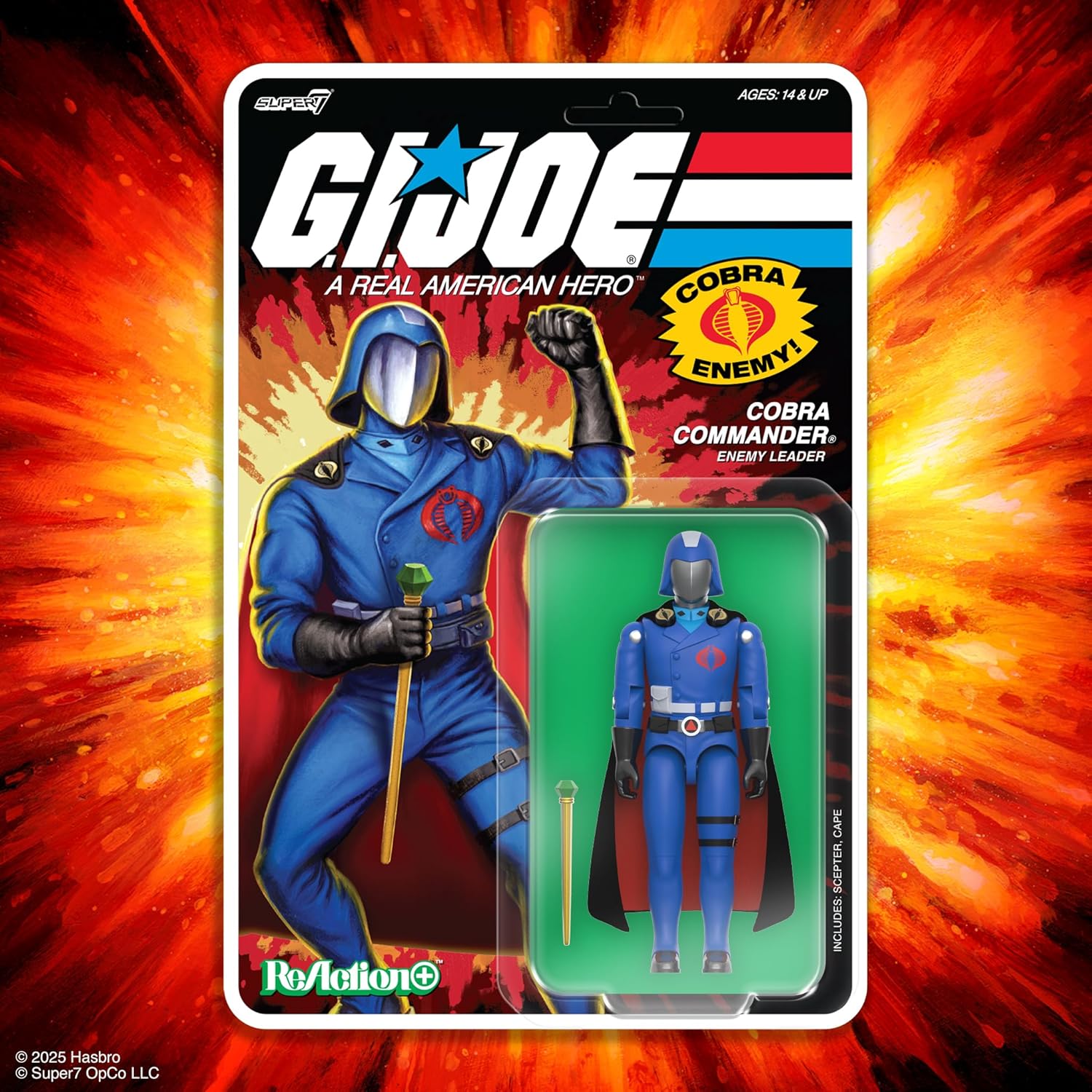 Super7 G.I. Joe Reaction+ Wave 06 Cobra Commander (Film, Black Cape) Action Figure