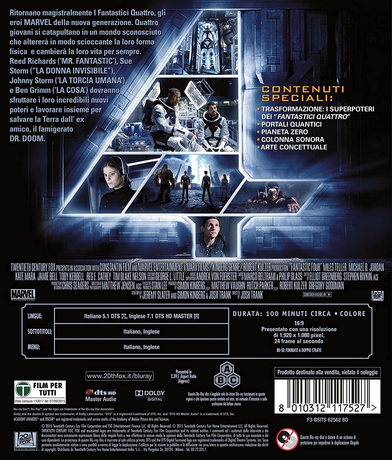 i fantastici 4 (2015) (blu ray) BluRay Italian Import