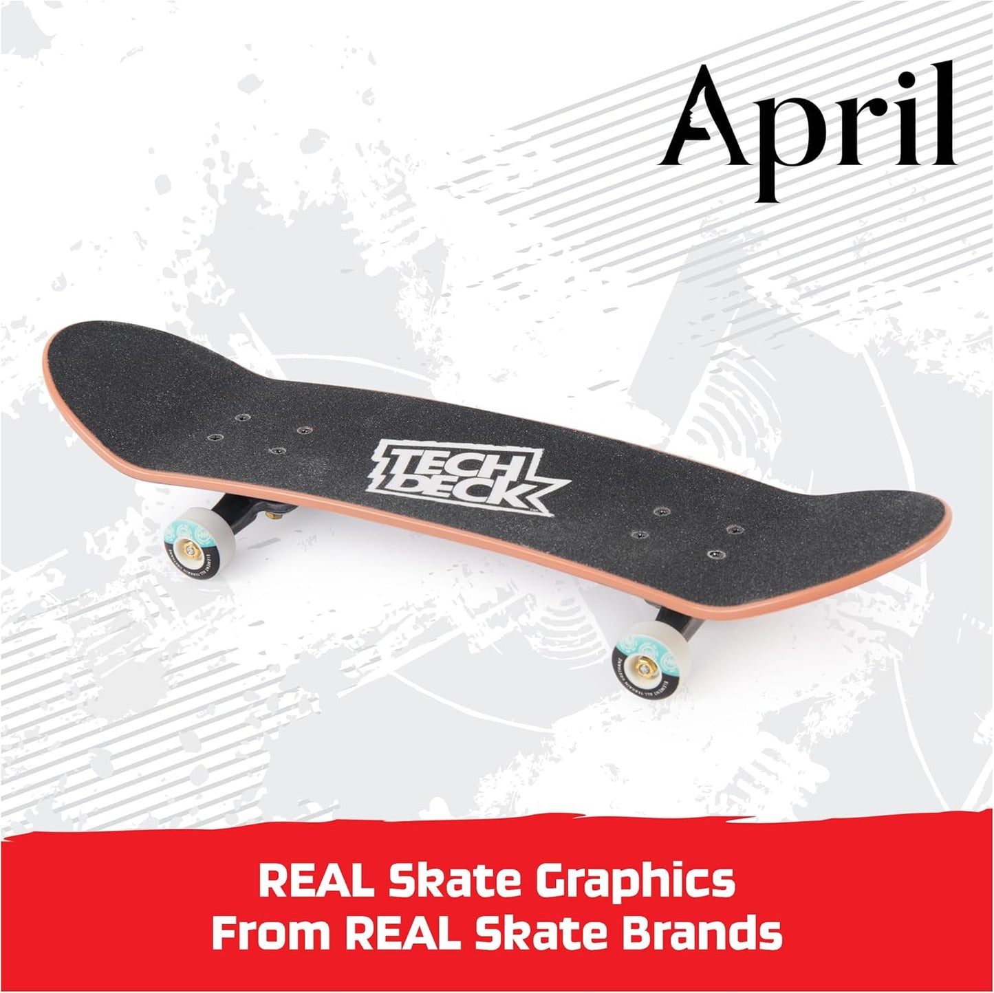 TECH DECK, April Handboard; Authentic Mini Skateboards, Kids Toys for Boys & Girls, Ages 6 and up (Hands Use Only
