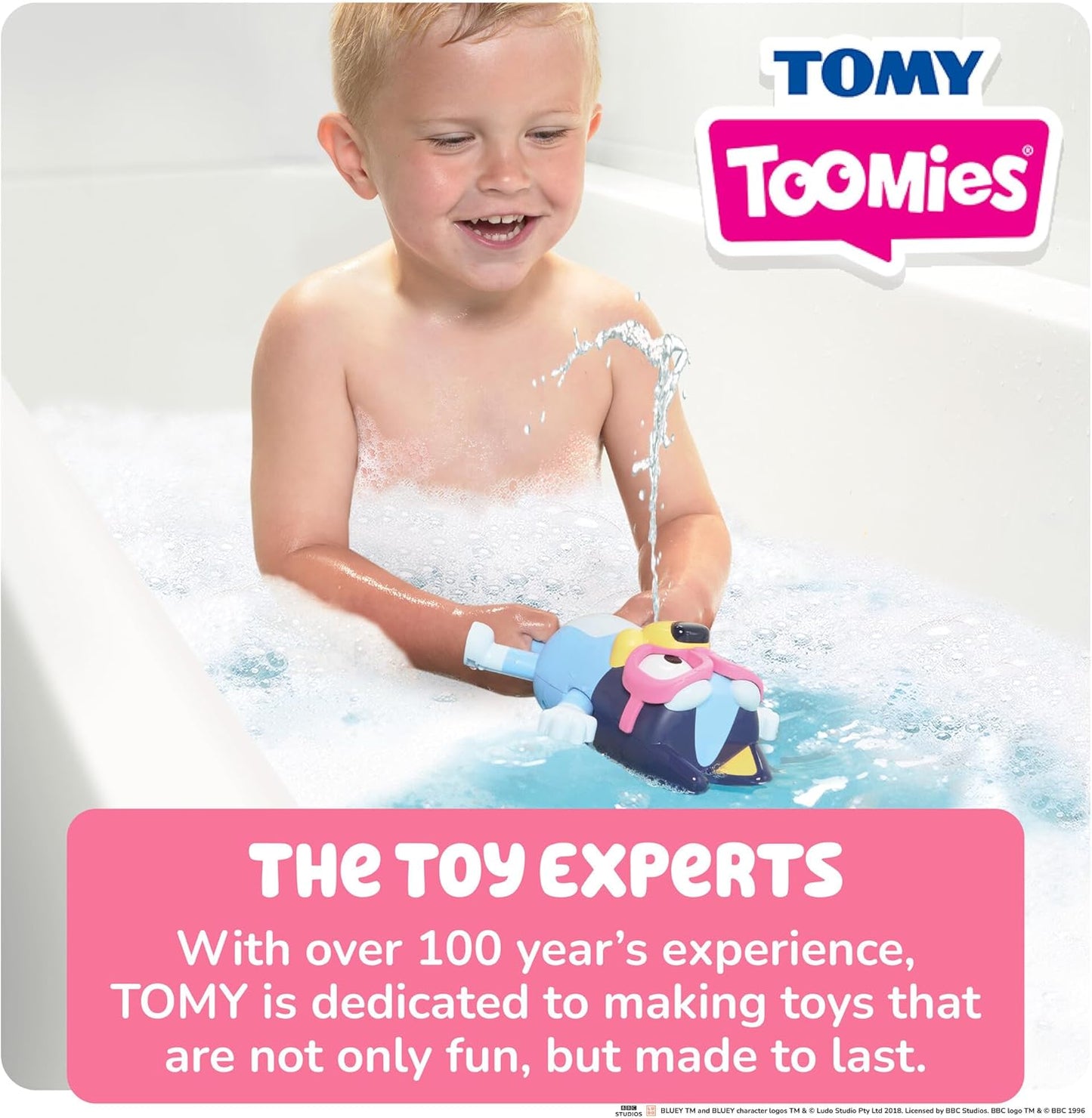 TOMY Toomies Swim School Bluey Water Toy - Floating Fountain Squirt Toy for Bathtub or Pool - Summer Toddler Swimming and Bath Toys - Ages 18 Months+