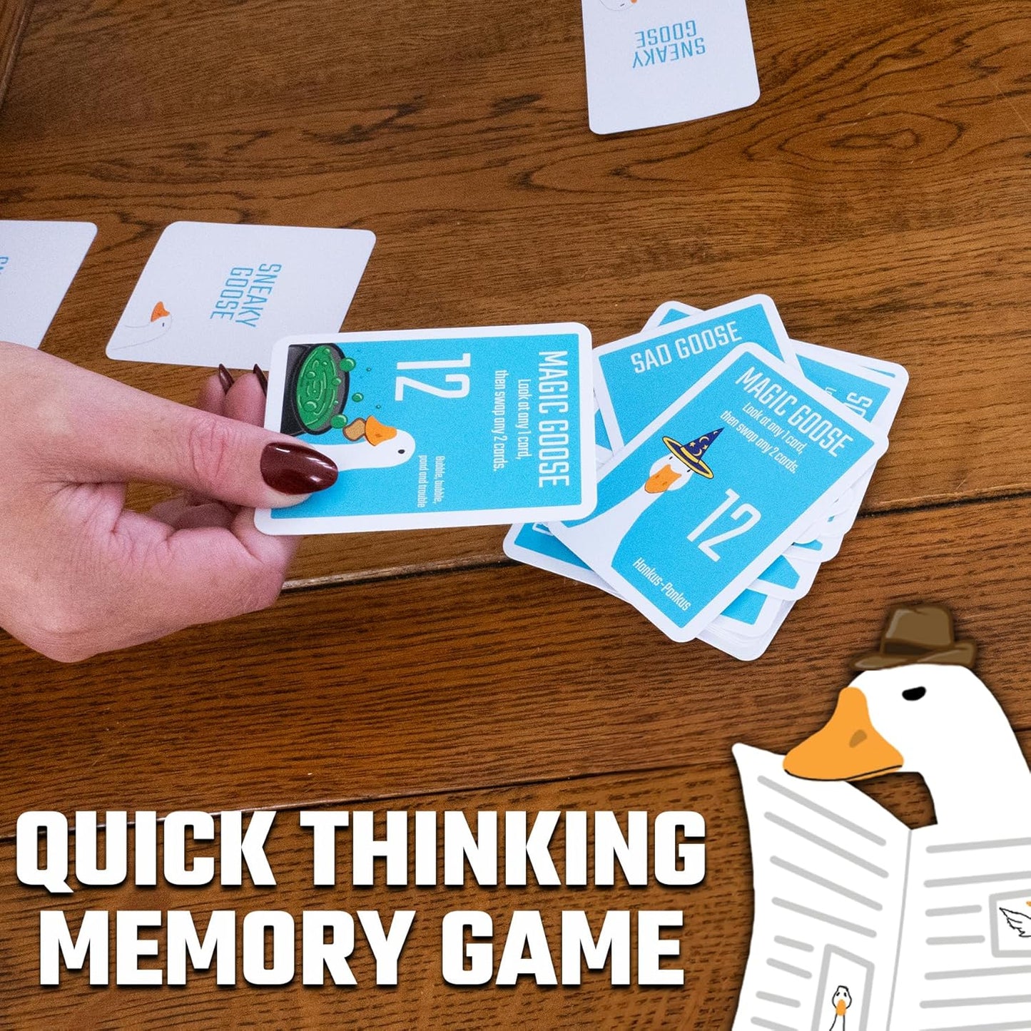 Sneaky Goose: Quick Thinking Memory Game for Kids, Teens & Adults - Travel Size - 2-6 Players - Ages 8+
