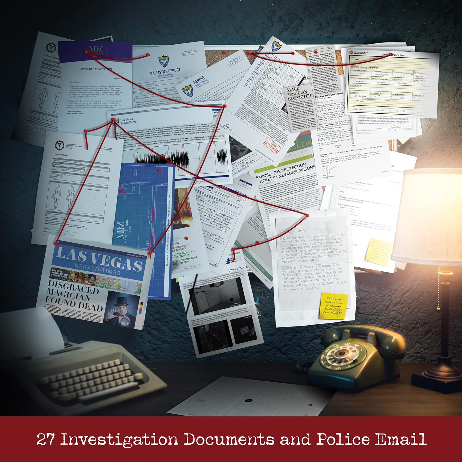 Cryptic Killers Unsolved murder mystery game - Cold Case Files Investigation Detective Evidence & Crime File - individuals, date nights & party games- Murder at the Magic Mirror Casino
