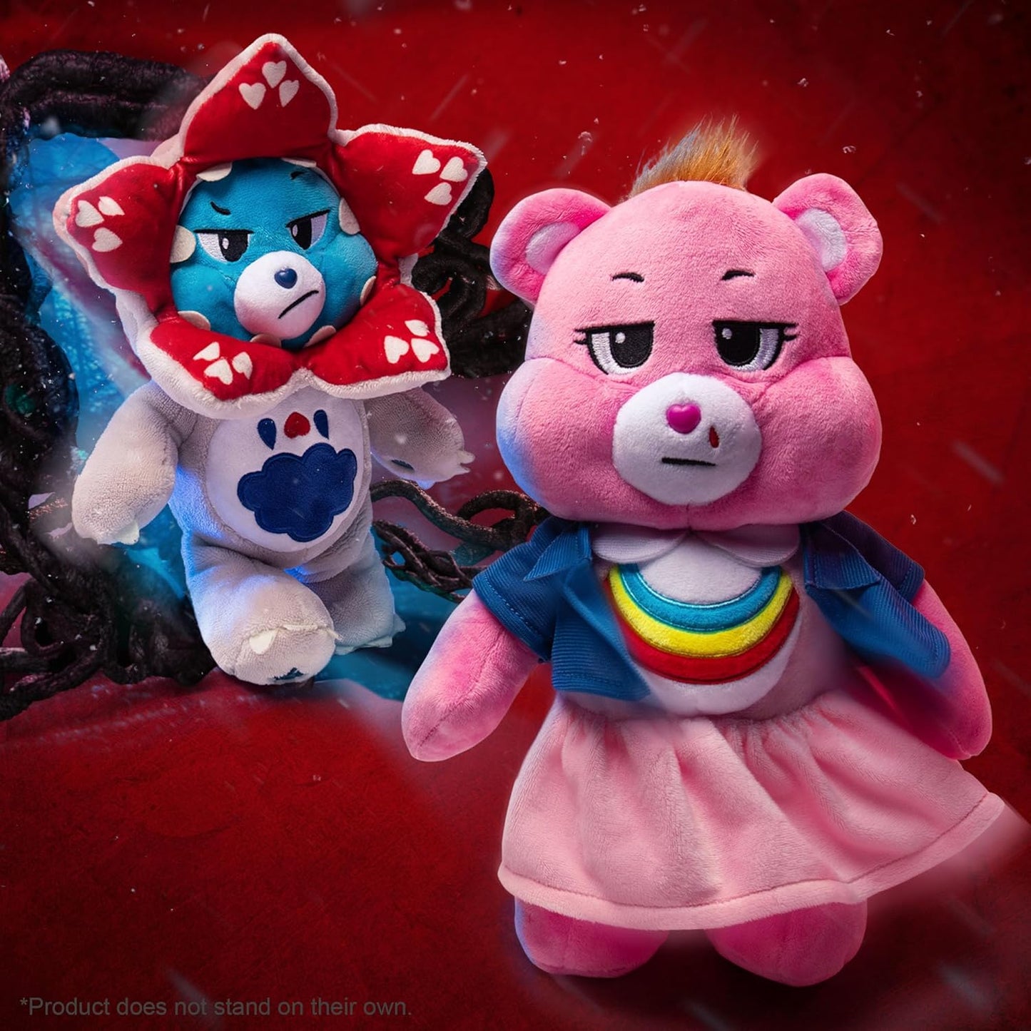 Basic Fun Care Bears x Stranger Things 2-Pack Boxed Set 30cm – Cheer Bear as Eleven & Grumpy Bear as Demogorgon – Limited Edition Gift Set for Fans