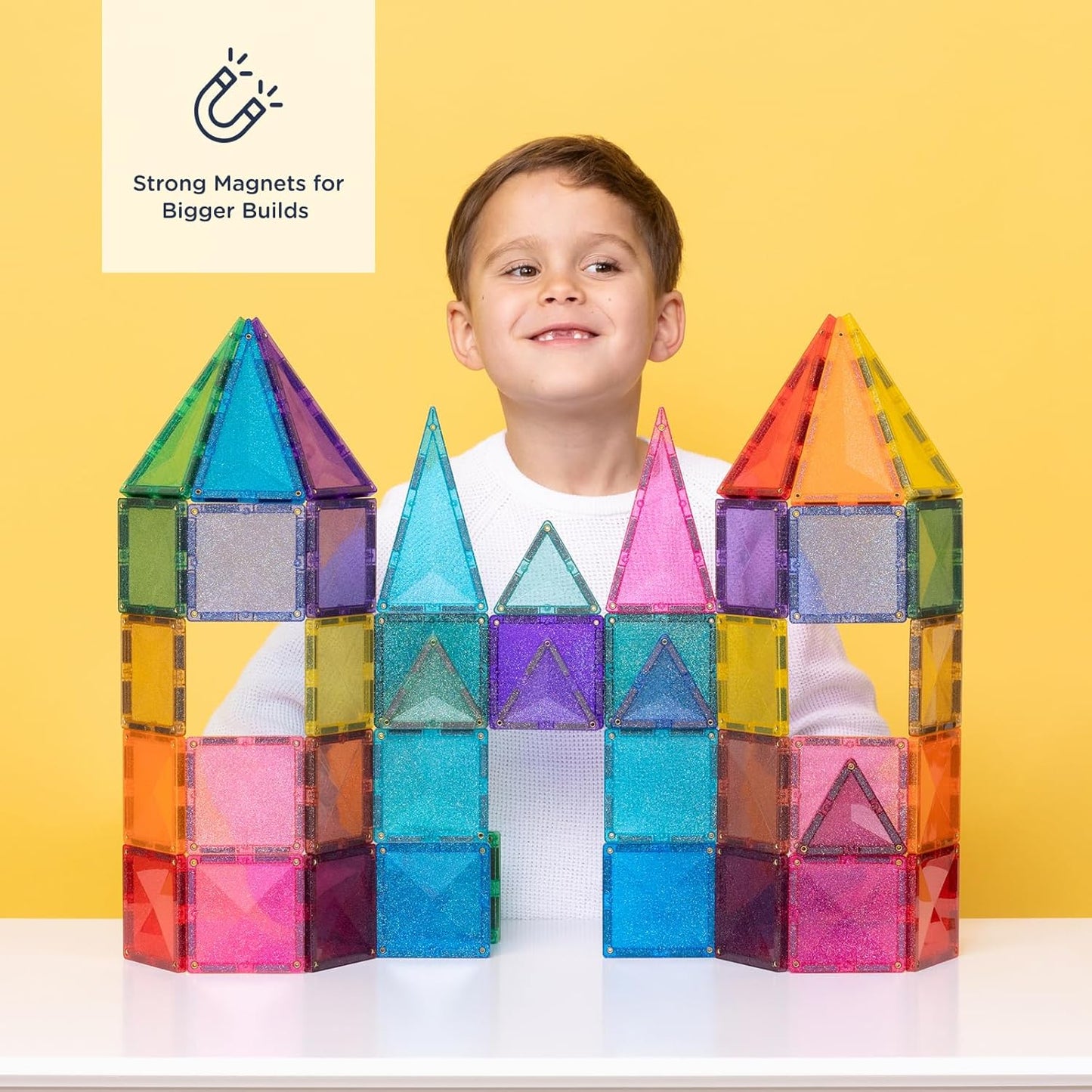 CONNETIX Magnetische Tegels Glitterkasteelpakket, 48 stuks