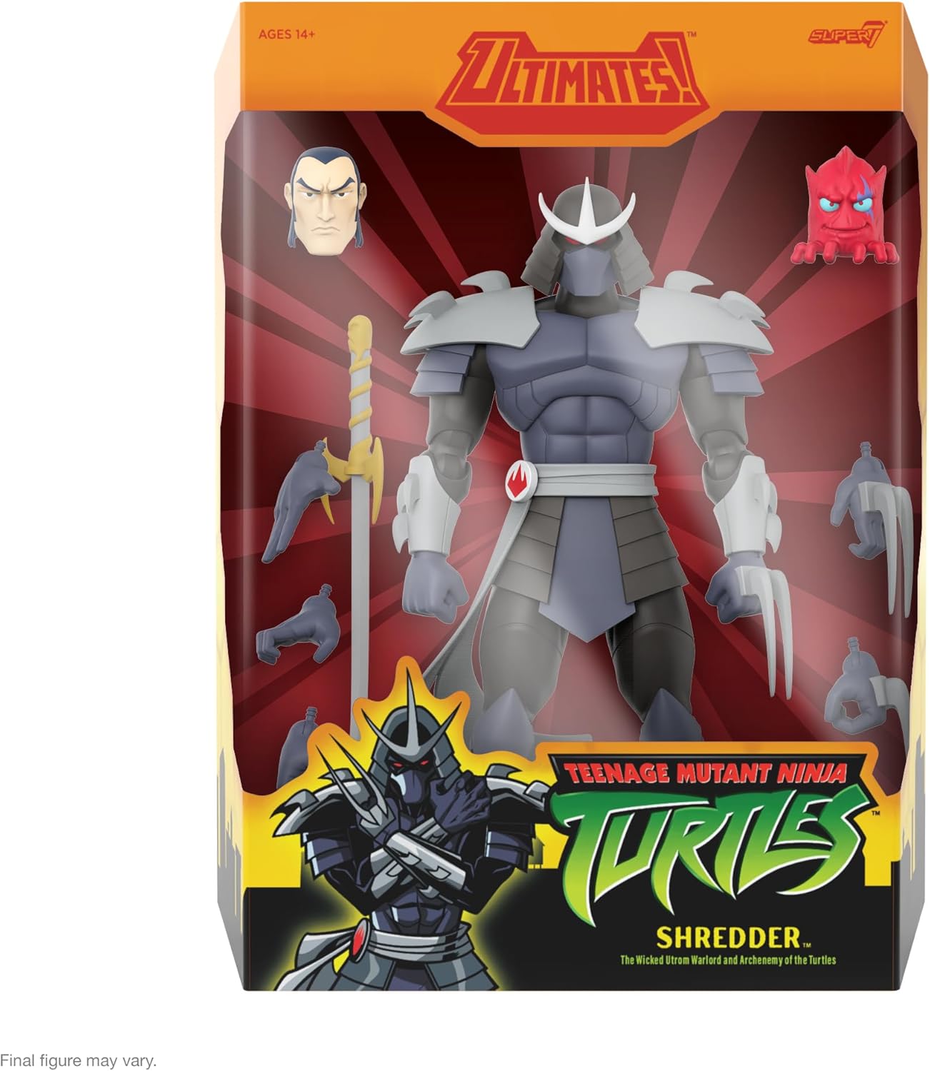 Super7 ULTIMATES! Teenage Mutant Ninja Turtles Shredder - 7" TMNT Action Figure with Accessories - Classic Cartoon Collectibles and Retro Toys