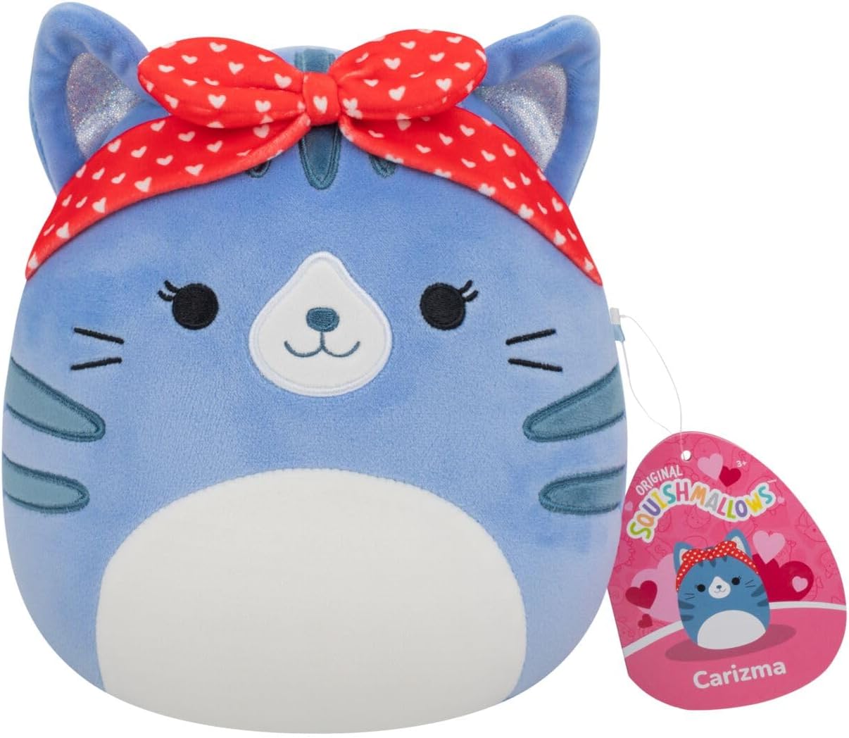Squishmallows Original 7.5-Inch Carizma the Blue Tabby Cat - Valentine's Plush