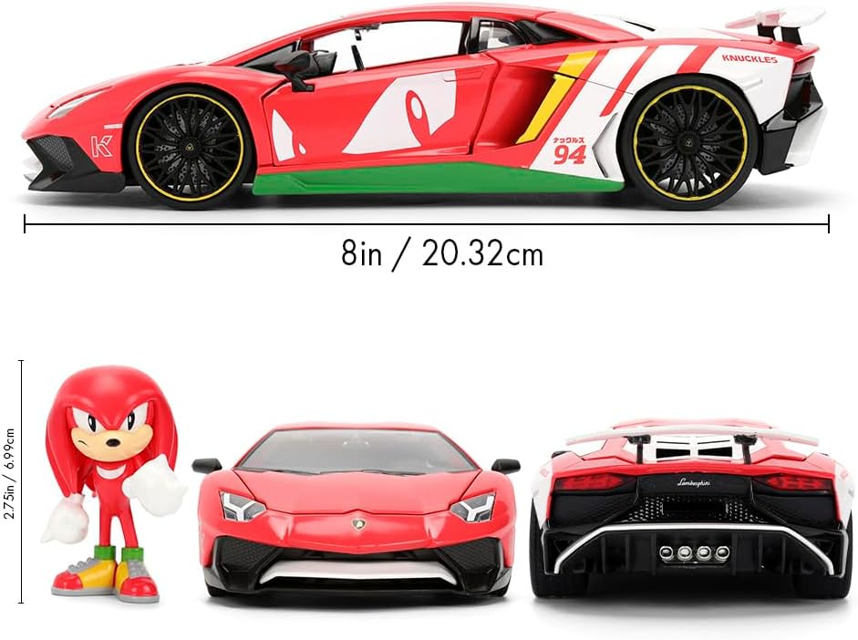 Jada KNUCKLES LAMBORGHINI AVENTADOR W/KNUCKLES 1:24 scale model vehicle to collect, play and display, suitable for gift, party favors, Christmas and birthdays