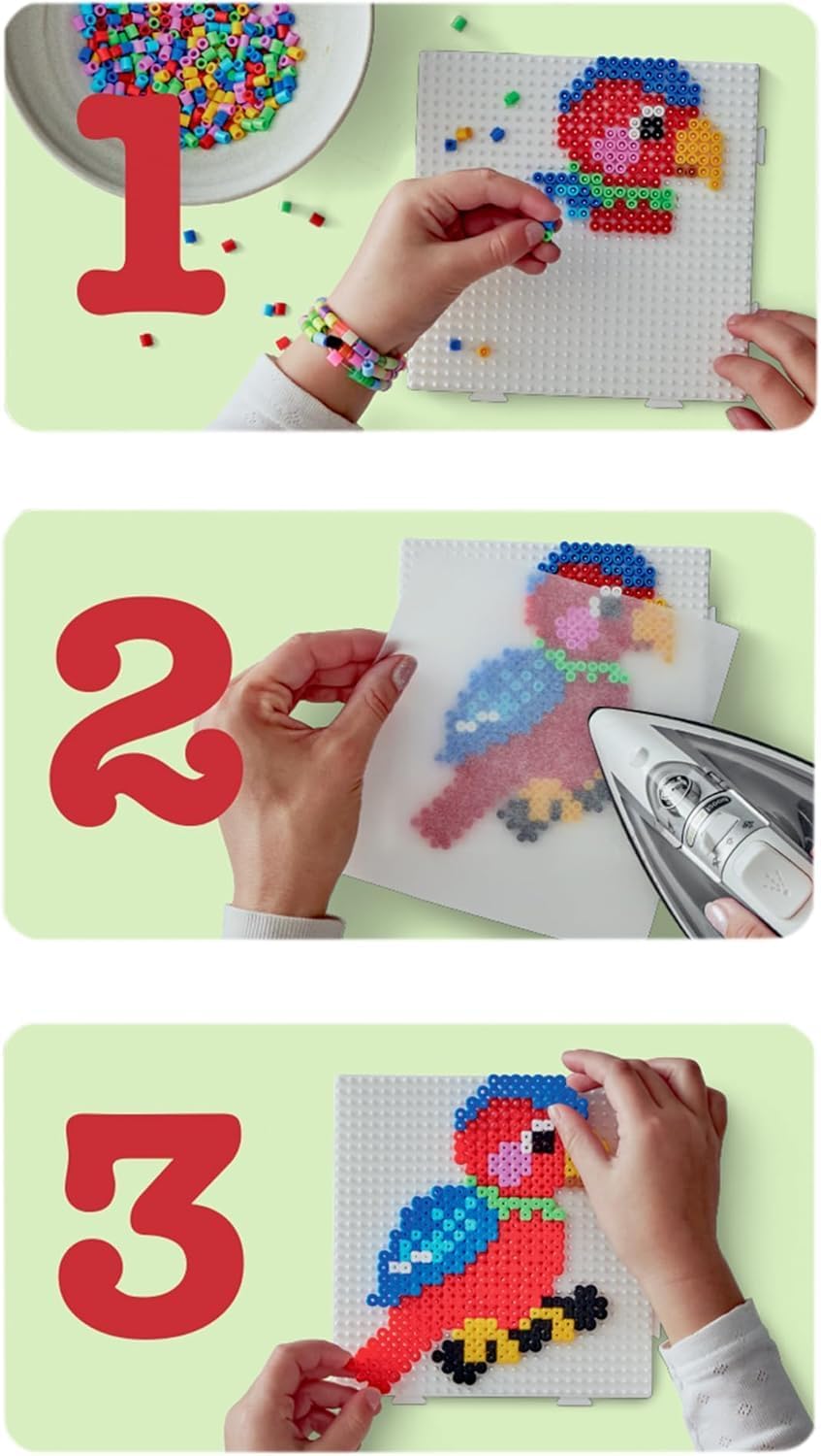 Hama Beads | Approx. 4.000 Cuentas, 1 Tablero de Camiones No. 314, 12 Soportes de Cuentas, Hoja de diseño Impreso a Color, Instrucciones y Papel de Ironing.