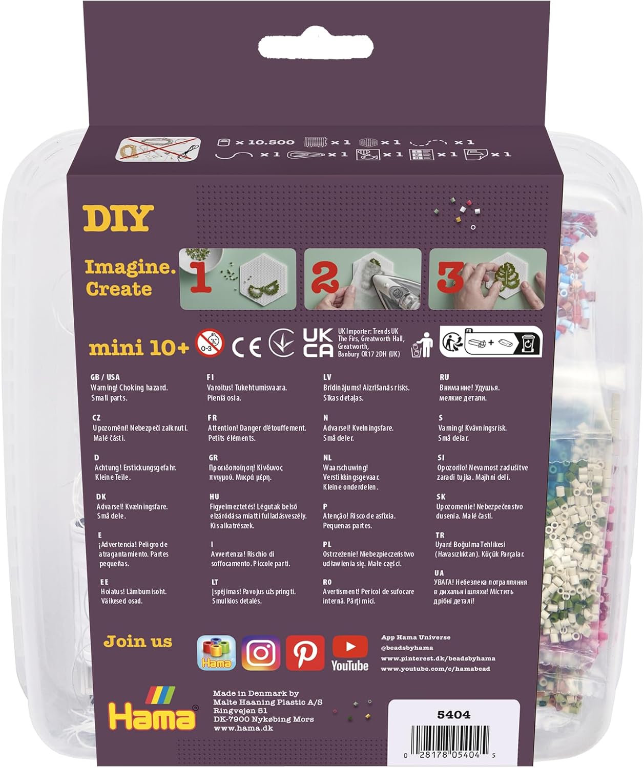 Hama - Mini Beads And Pegboards In Bucket, Jewelry (385404)