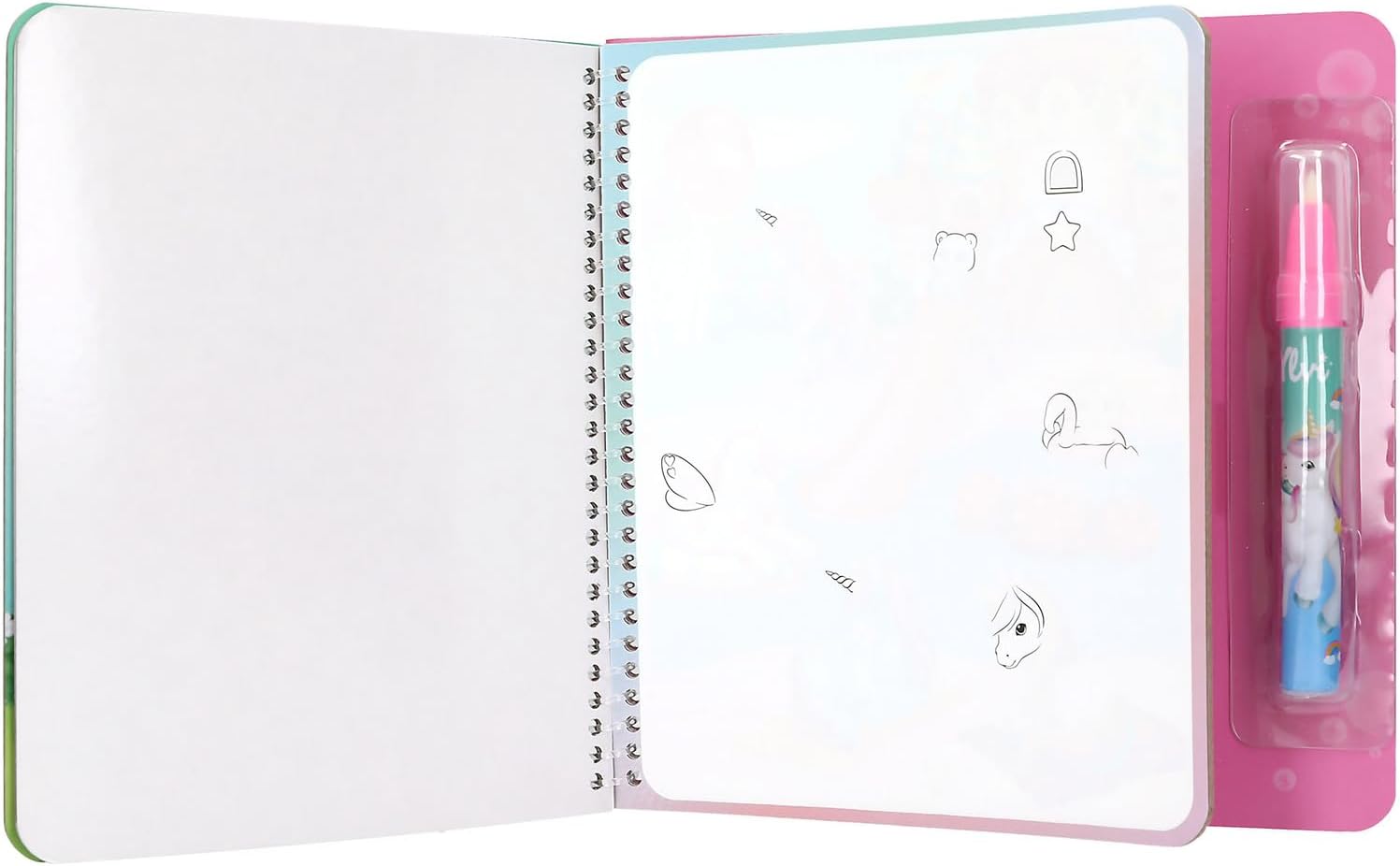 Depesche 14085 Ylvi Aqua Magic Book - Colouring Book with 5 Pages of Magic Unicorn Motifs for Colouring with Water, Includes Water Pen for Refilling