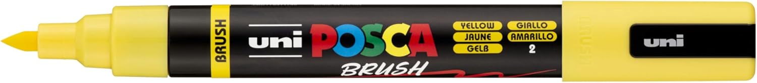 POSCA Mitsubishi Pencil PC5BR Marker, middelgroot, semi-flexibel, verf op waterbasis, alle ondergronden, geel