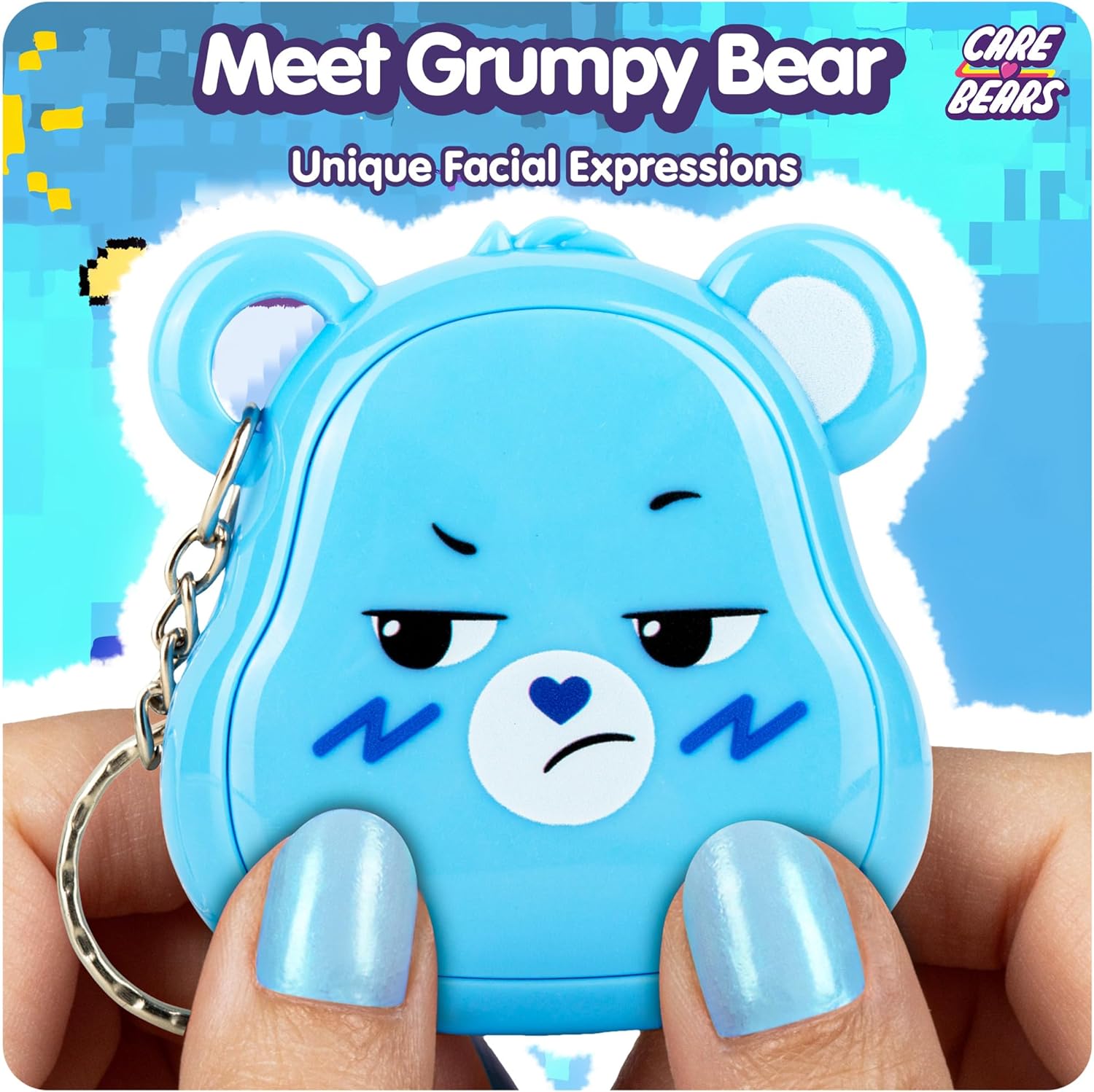 Care Bears Digital Pet - Grumpy Bear Cyber Pet with Care Features, 1.4” Inch Screen, Handheld Interactive Virtual Pets for Kids, Collectible Electronic Toy, Battery Included