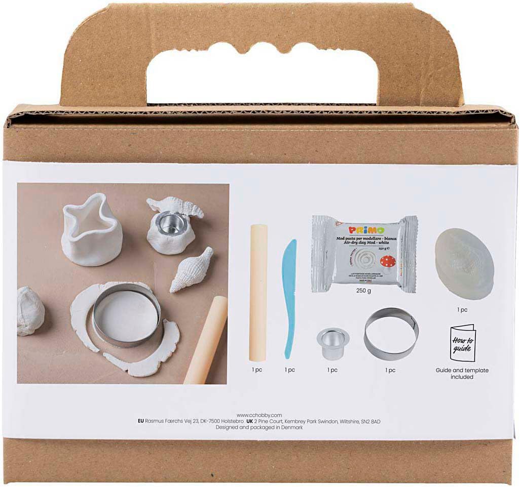 Creativ Company CC Mini Hobby Set Candle Holder with Shells Modelling Off-White