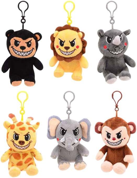 Johntoy Plush animal in cage 6 assorted