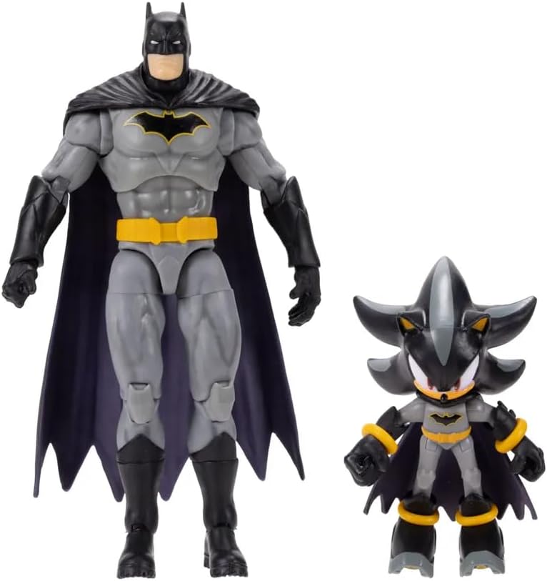 DC x Sonic Shadow & Batman Action Figure Multipack, Officially Licensed by Jakks Pacific, Includes 2.5" Shadow Batman & 5" Classic Action Figures, Sonic x DC Collectibles