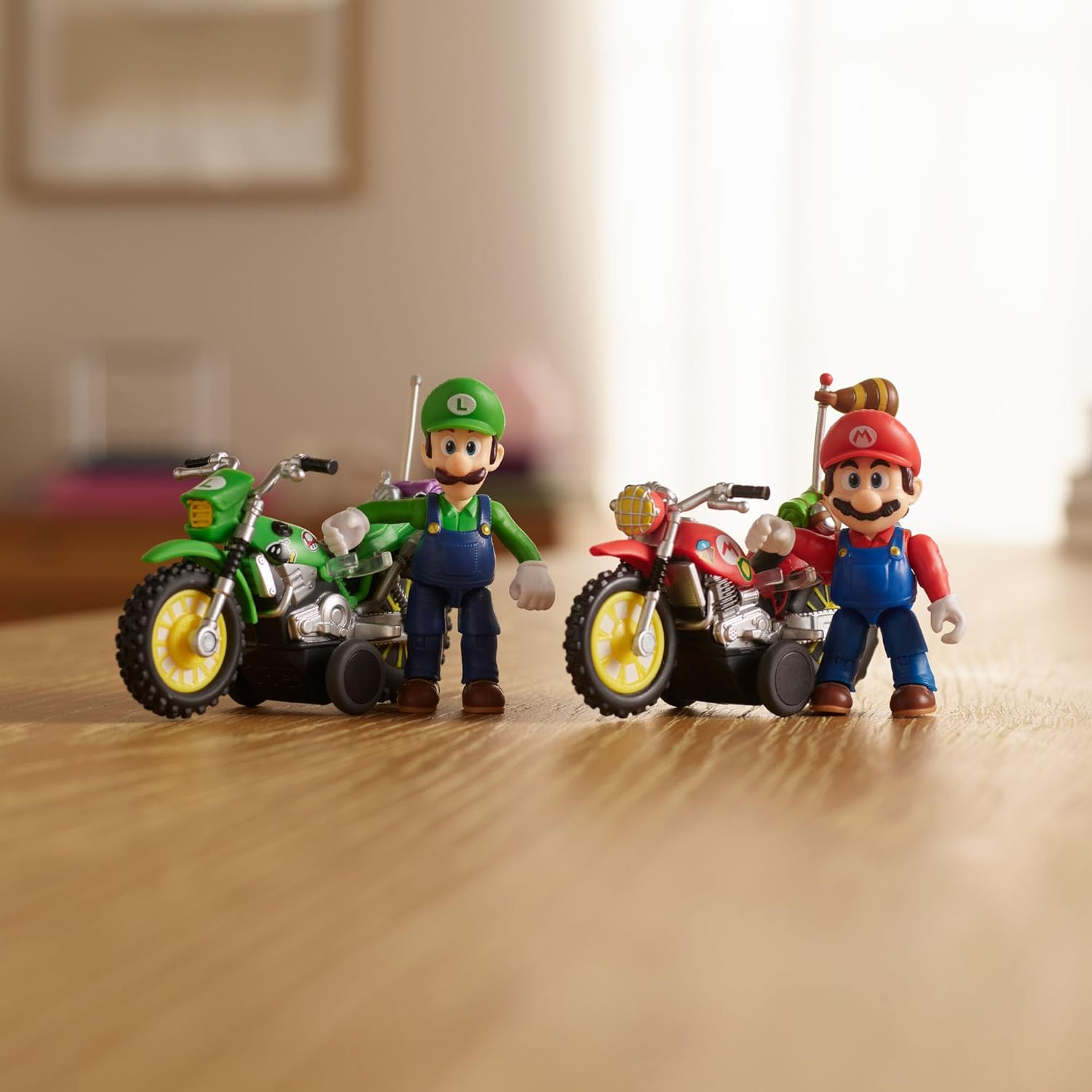 The Super Mario Galaxy Movie Luigi with Motorcycle 2.5" / 6.35cm Action Figure, Officially Licensed by Jakks Pacific, 9 Points of Articulation, Detailed Design, Pull Back and Watch Him Go! For 3+