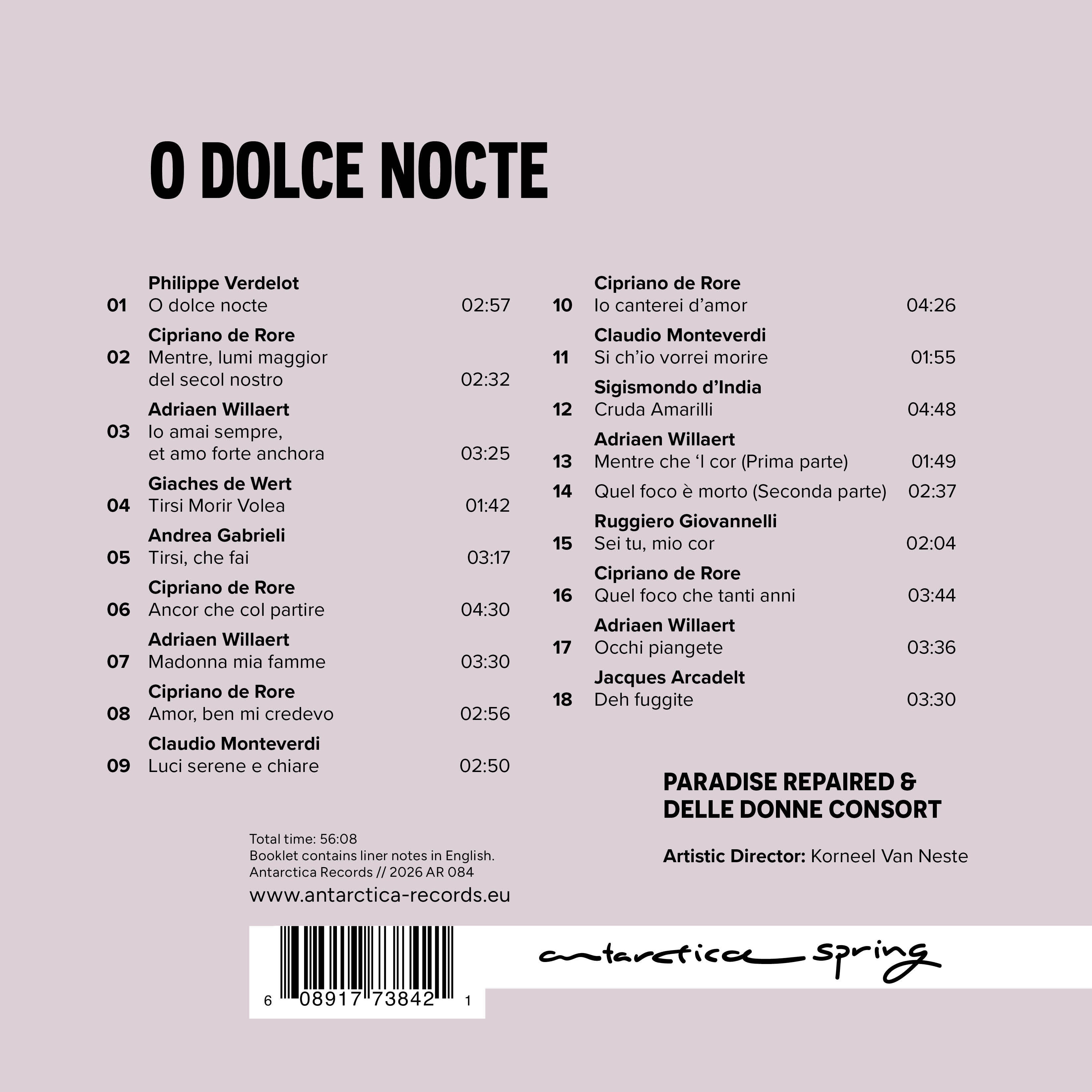 Monteverdi/Willaert/De Rore: Odolce Nocte