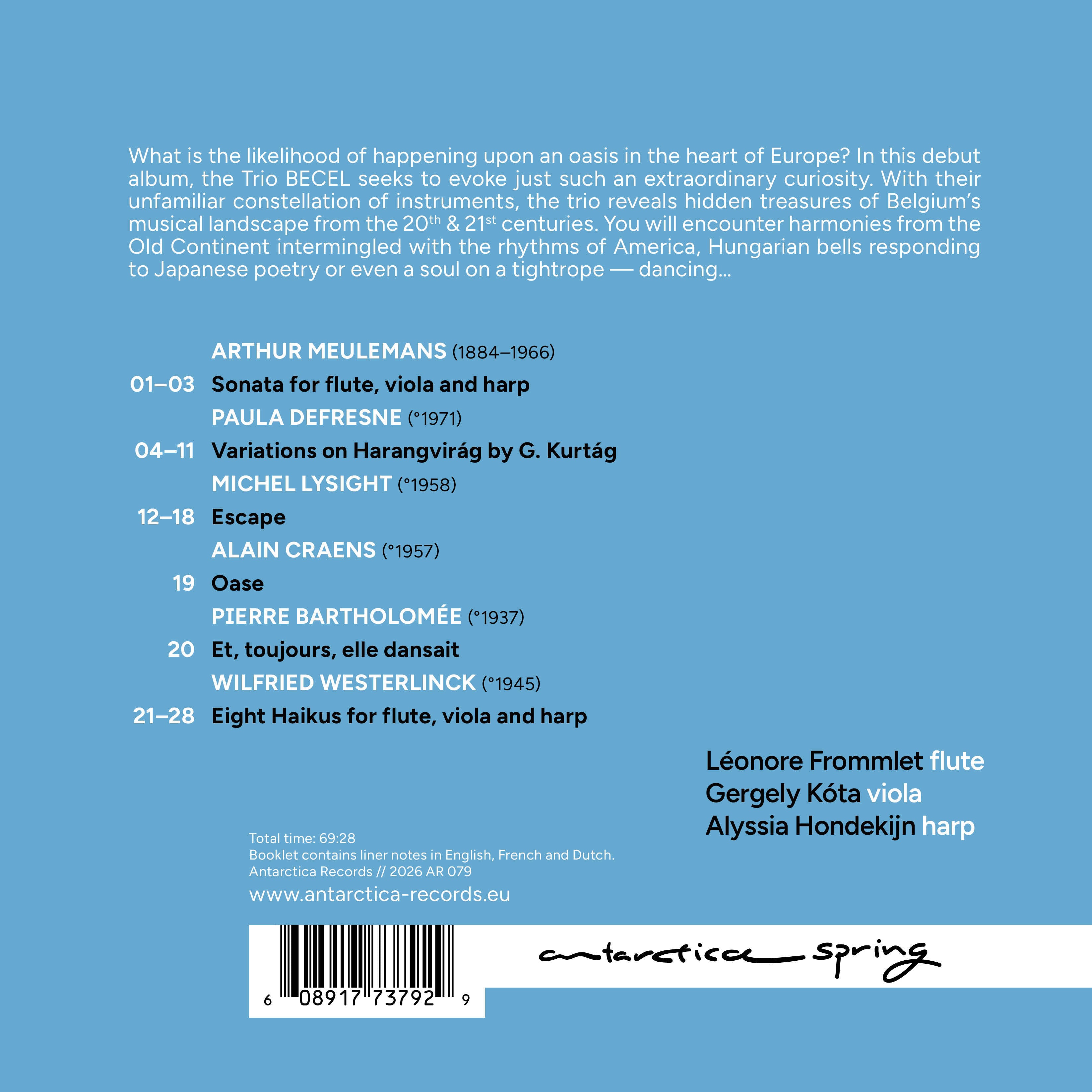 Trio Becel: Oasis: Belgian Music of the 20th & 21st Centuries for Flute, Viola...