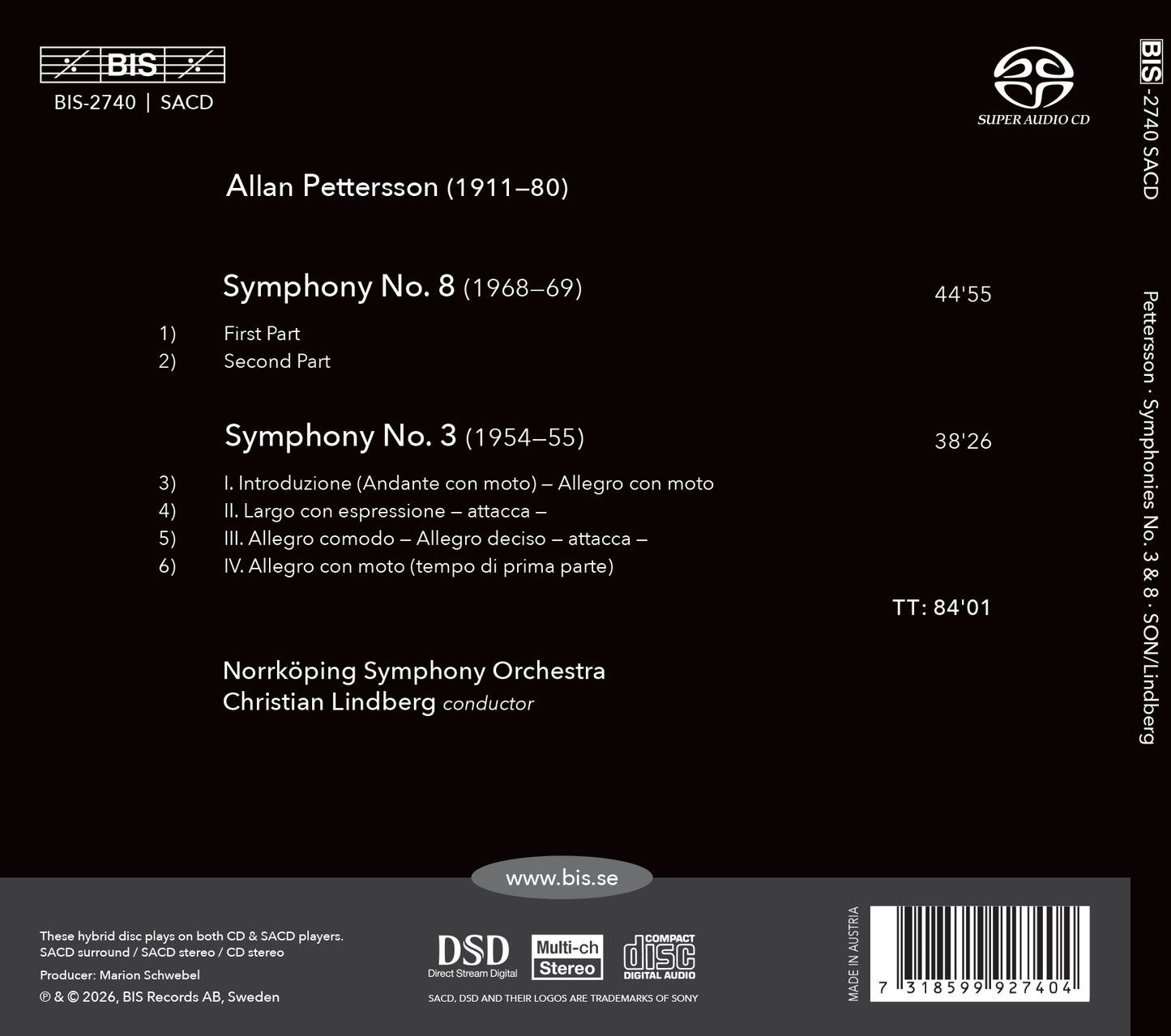 Allan Pettersson: Symphonies Nos. 3 & 8