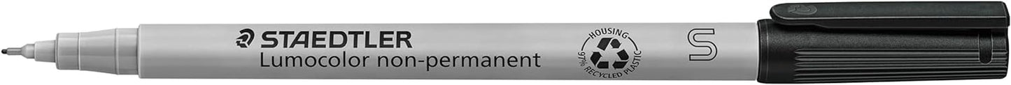 STAEDTLER 311-9 Lumocolor Non-Permanent Pen, Superfine Line Width 0.4mm - Black (Box of 10