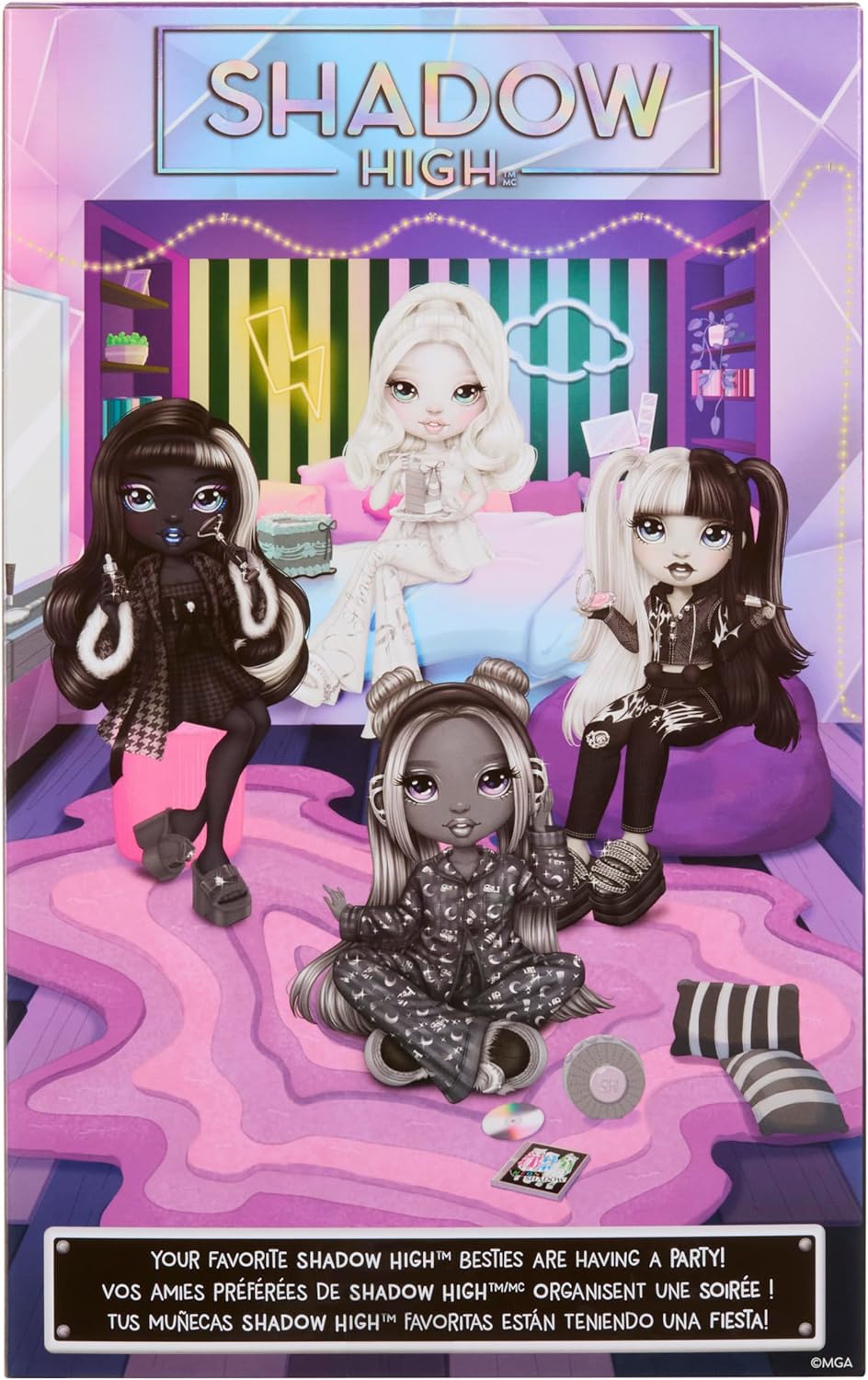 Rainbow High Shadow High Girl's Night - Natasha Zima - Greyscale 28cm Fashion Doll, White Hair & Silver Outfit with Accessories and Comb - For Collectors & Children Ages 6+