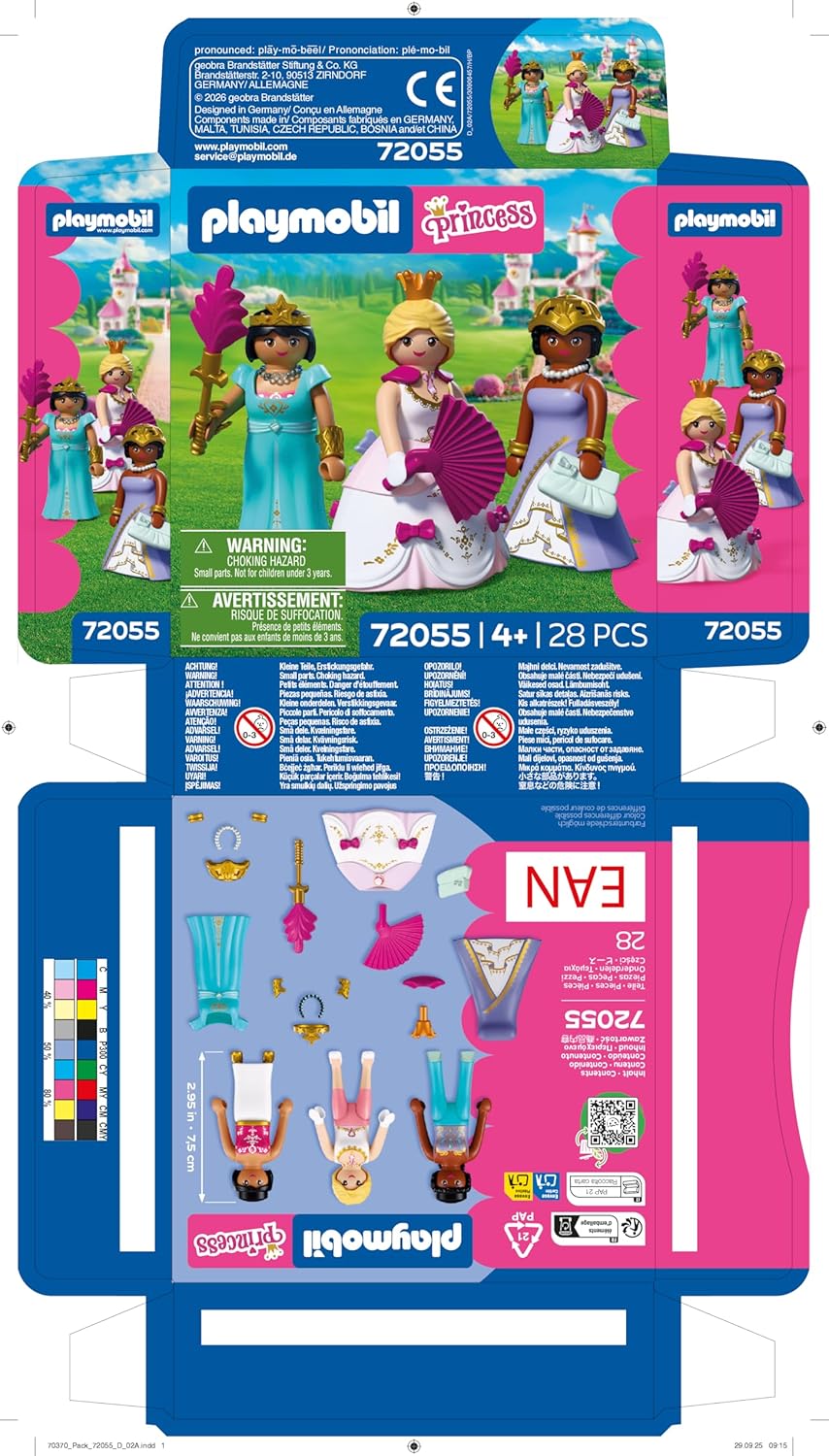PLAYMOBIL | Princess | Drie prinsessen | 3 figuren met verschillende kleding en accessoires | Stimuleert creativiteit | Prinsessenspeelgoed voor kinderen vanaf 4 jaar | 72055