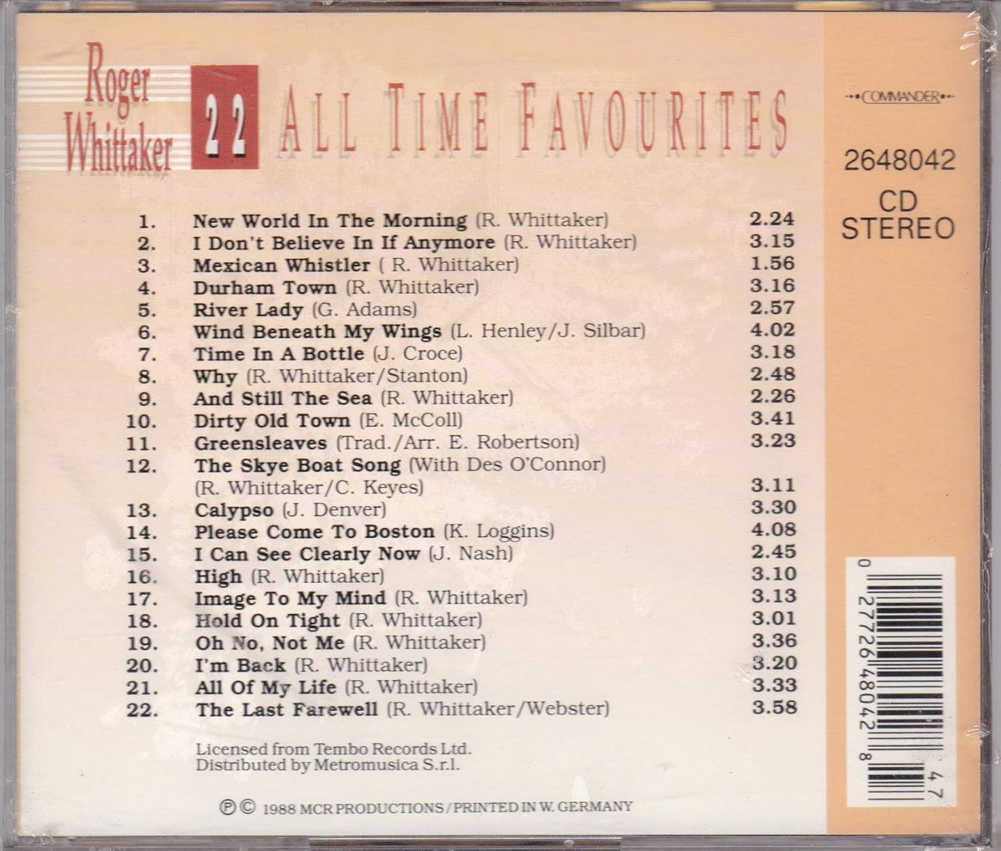 Roger Whittaker - 22 All Time Favourites