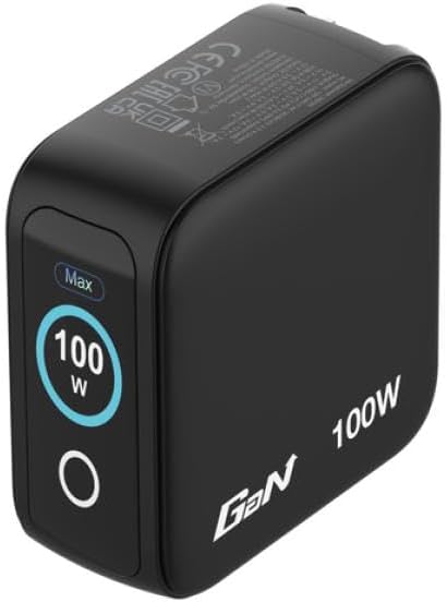 Verbatim Mini GaN Charger 100W met display, 3 poorten USB-C oplader, power adapter 2× USB-C & 1× USB-A, snellader meervoudige stekker voor MacBook, laptop, iPad, iPhone 17, Samsung- EU, UK, VS