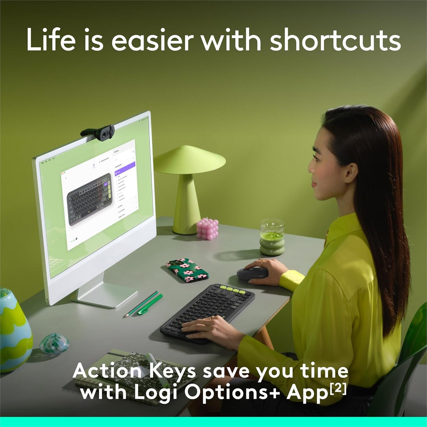 Logitech Pop Icon Keys - Keyboard - Wireless - Bluetooth Le - Qwerty - Uk - Graphite, Green
