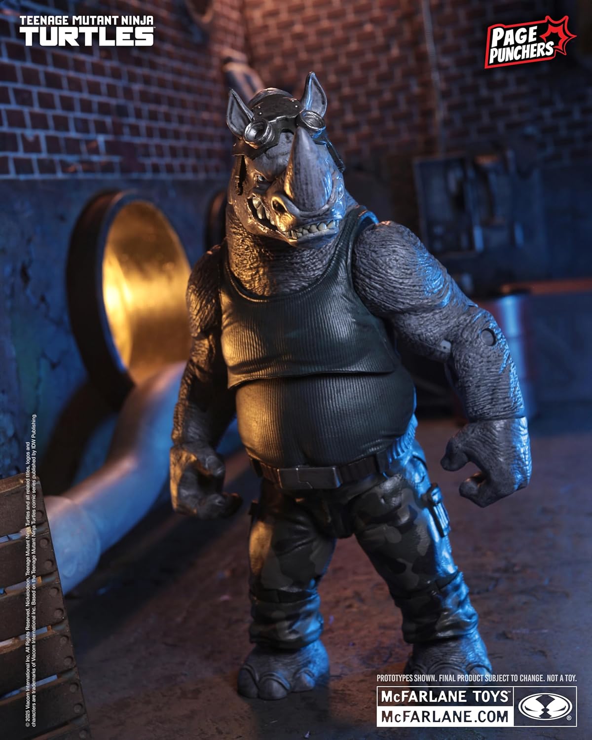 McFarlane Teenage Mutant Ninja Turtles (Page Punchers) Rocksteady 5in Action Figure with Comic Toys