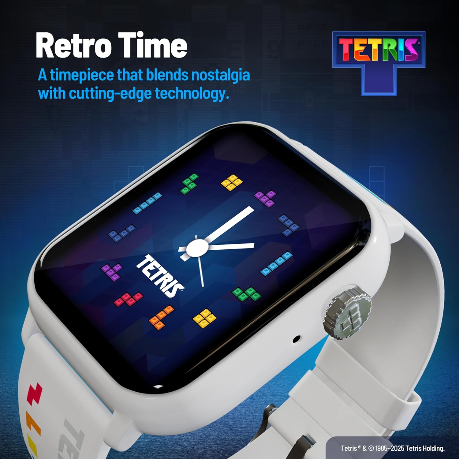 My Play Watch Tetris Retro Gaming Smartwatch with Selective Tech, Non-Connected, Built-in Tetris™, Custom Watch Faces, Classic Arcade Sound, Heart Rate & Fitness Tracker, IP67 Water Resistant.