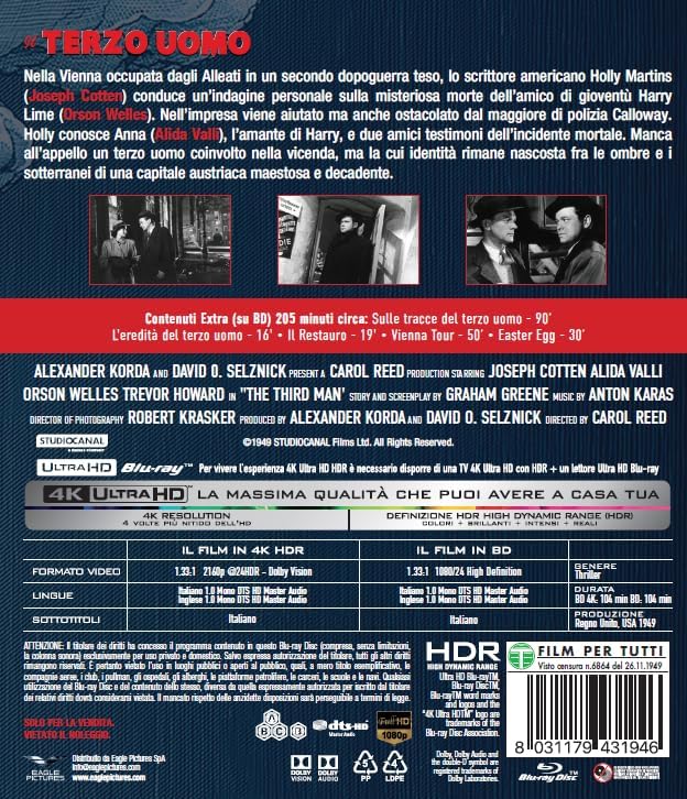 Blu-Ray 4K Uhd Terzo Uomo (Il) (4K Ultra Hd + Blu-Ray Hd