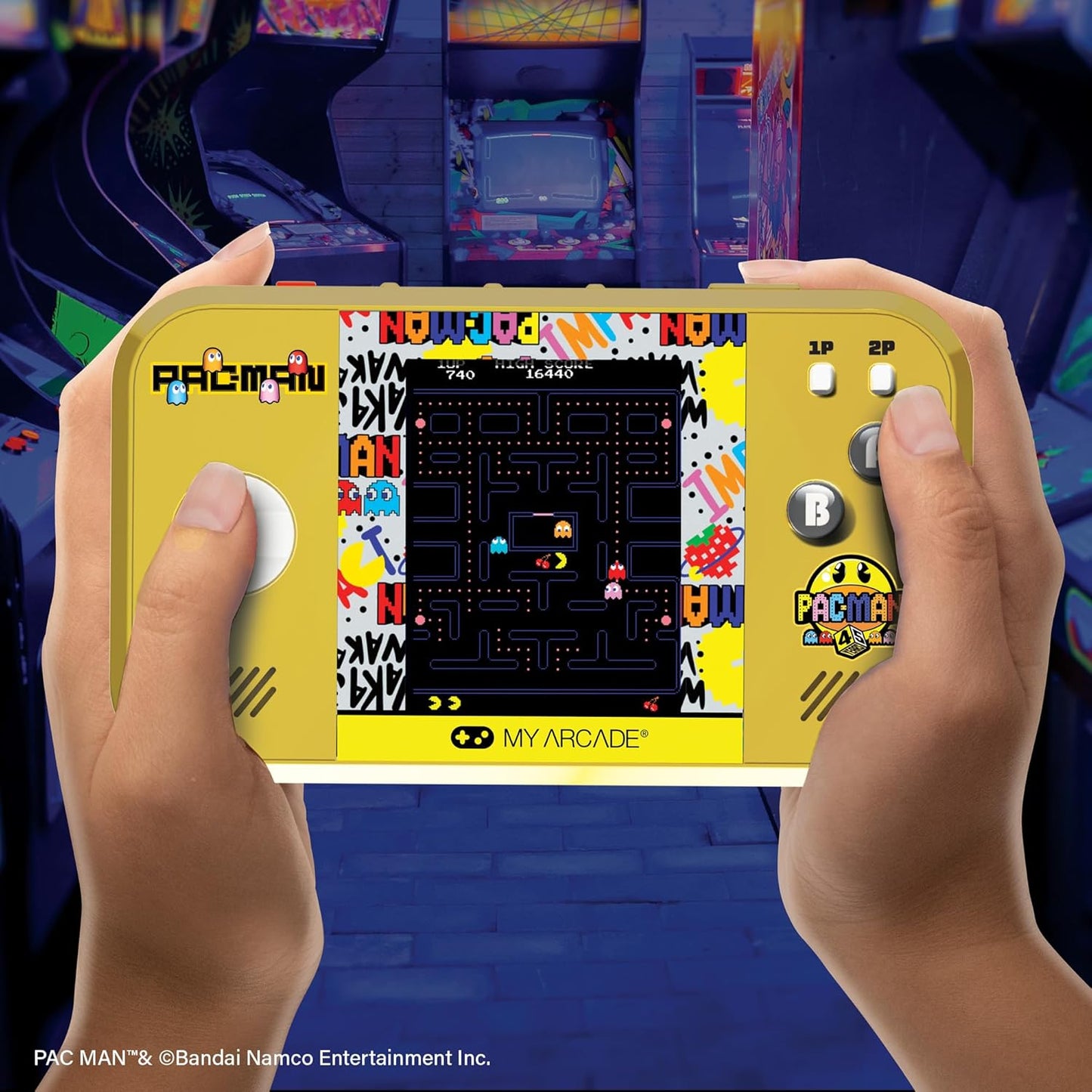 My Arcade Pac-Man Pocket Player Max: Pac-Man 45-jarig jubileum retro gameconsole, oplaadbare batterij, 4 klassieke games in 1, Arcade Gaming, inclusief koffer
