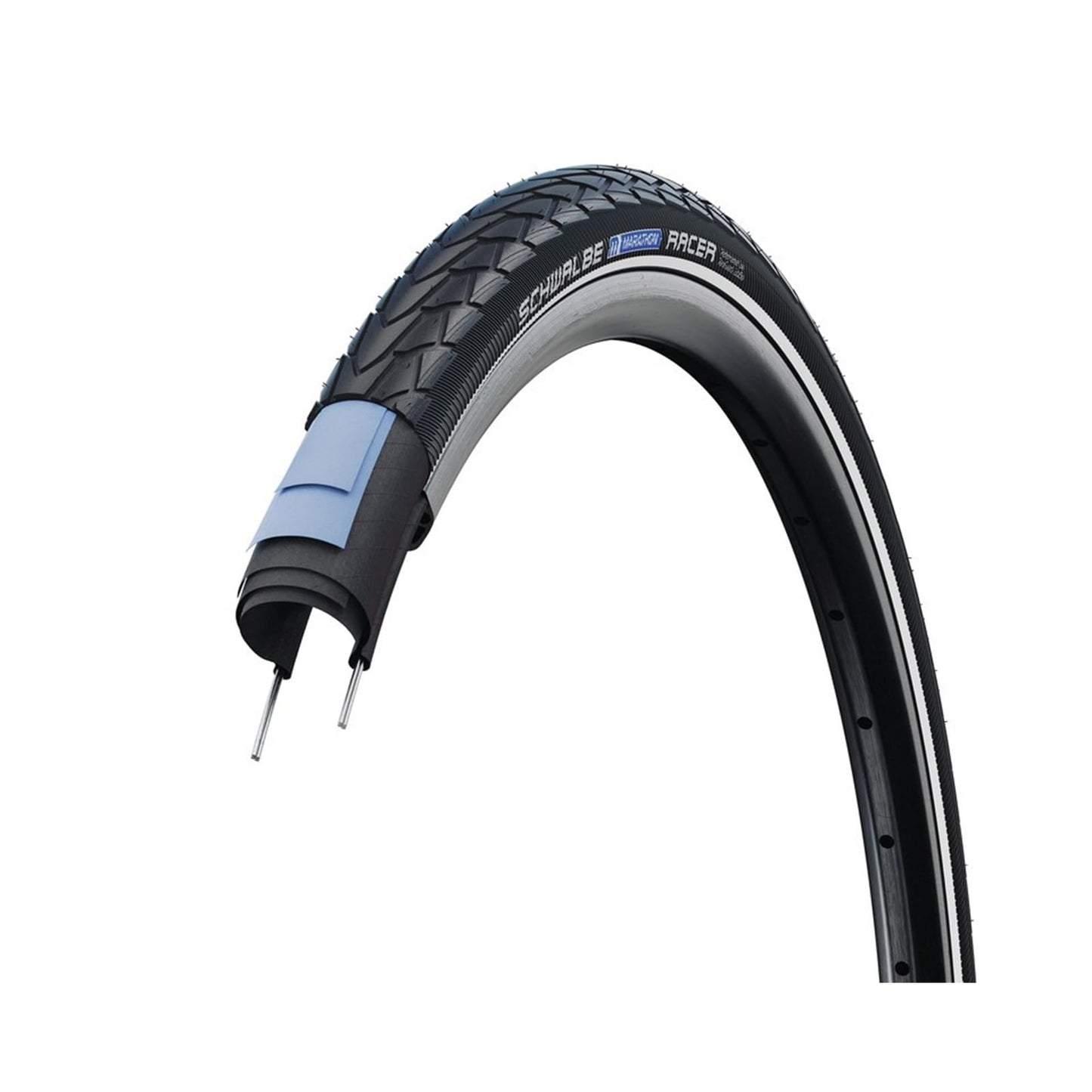 Schwalbe Marathon Racer Performance Line Clincher Bicycle Tyre, Black/Reflex, 18 x 1.50