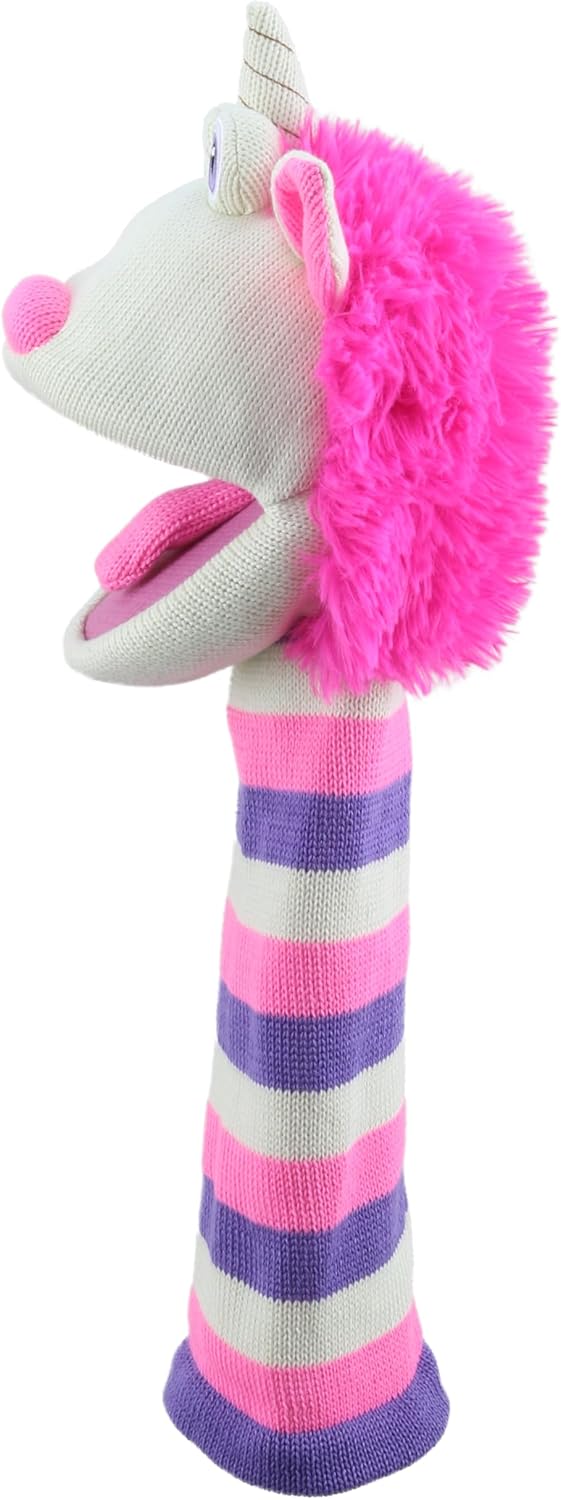 The Puppet Company Twinkle ECO Sockette Hand Puppet - Eco-Friendly Unicorn Puppet with Sparkly Horn & Striped Design - Interactive Magical Toy for Kids & Adults - 38cm