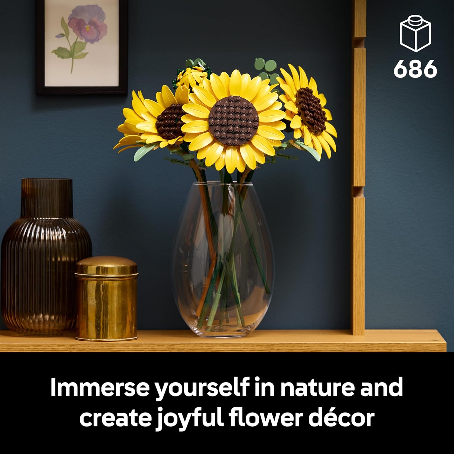 LEGO Botanicals Sunflower Bouquet - Artificial Flowers Set for Adults - Faux Sunflowers & Eucalyptus Stems for Living Room or Bedroom Decor - DIY Gift Idea for Women - 11502