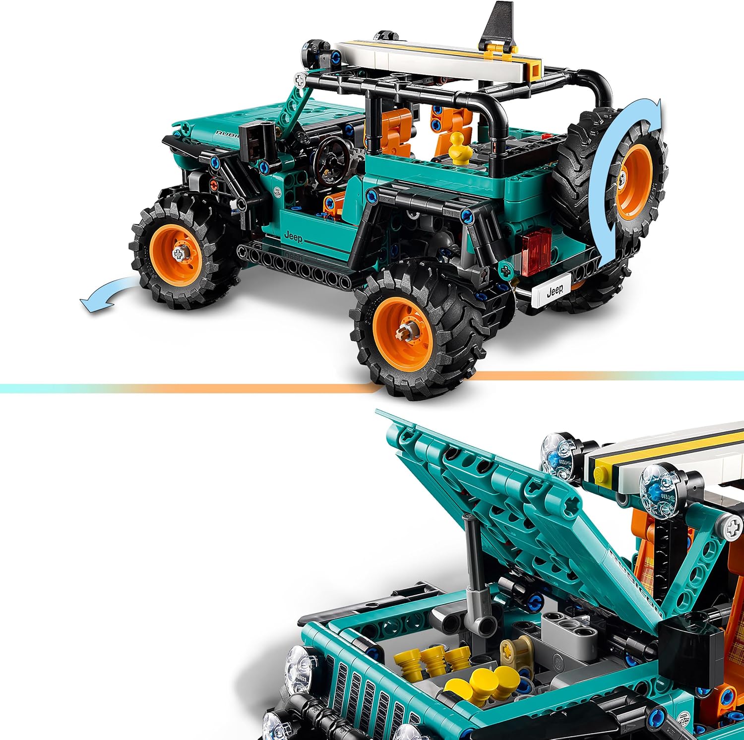 LEGO Technic Jeep Wrangler Rubicon SUV Car Toy - Off-Road Vehicle Model Kit w/ V6 Engine, Steering & Suspension - STEM Birthday Gift Idea for 10+ Year Old Boys - 42227