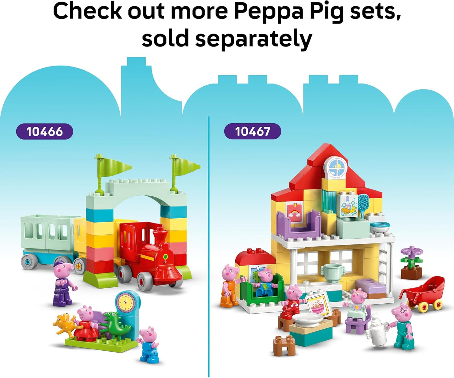 LEGO DUPLO Peppa Pig Tractor and Market - Educational Motor Skills Toy for Toddlers - Montessori Set w/ 2 Figures incl. Pedro Pony - Gift for 2+ Year Old Girls & Boys - 10468