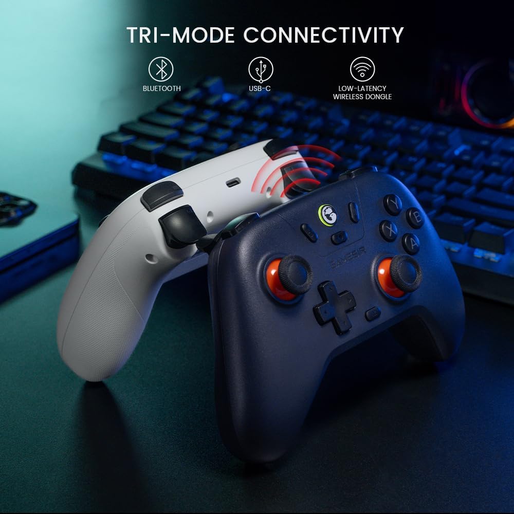 GameSir Nova Lite Draadloze Controller, Tri-Mode Connectiviteit, Gamepad voor PC met Windows/Switch/iOS/Android, met Hall-Effect-ontspanner, DualVibration, Turbo, Motion(Wit)