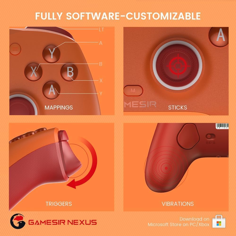 GameSir G7 SE bekabelde controller voor Xbox Series X|S, Xbox One en Windows 10/11, plug-and-play gaming-gamepad met Hall-effect-joysticks/Hall-trigger, 3,5 mm audio-aansluiting (oranje