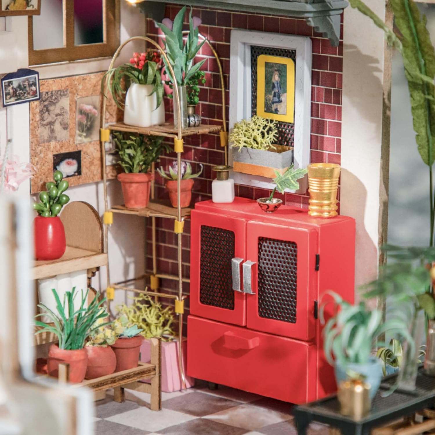 Robotime DG145 Rolife Emilys Blumenladen Miniatur-Puppenhaus aus Holz, Metall, Stoff und Kartonage, Maße: 22 x 15 x 17 cm