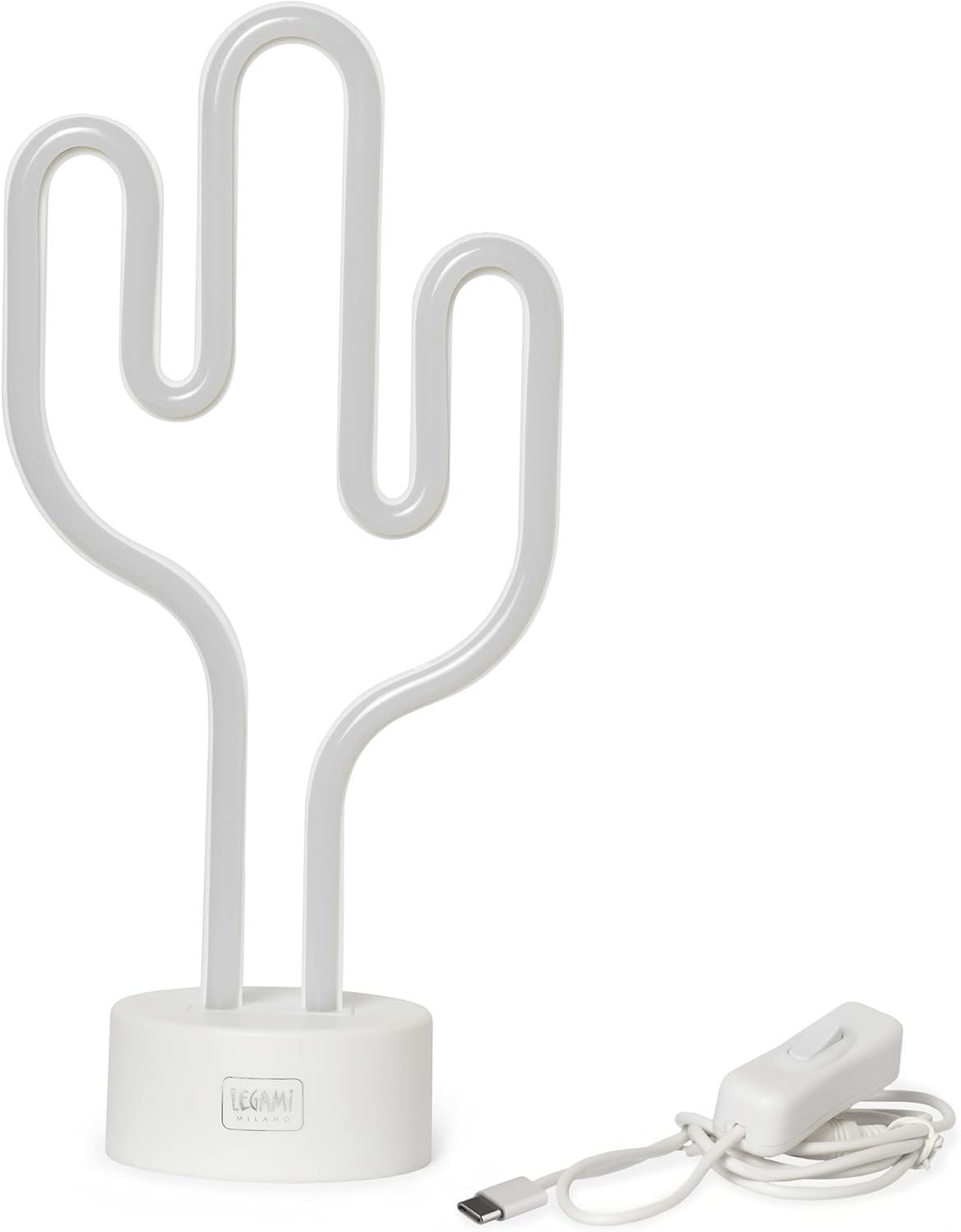 Legami - Neon Effect LED Lamp, It's a Sign, Cactus Theme, Dual Power, Type-C Cable (Included) or Batteries (not Included), Table Lamp