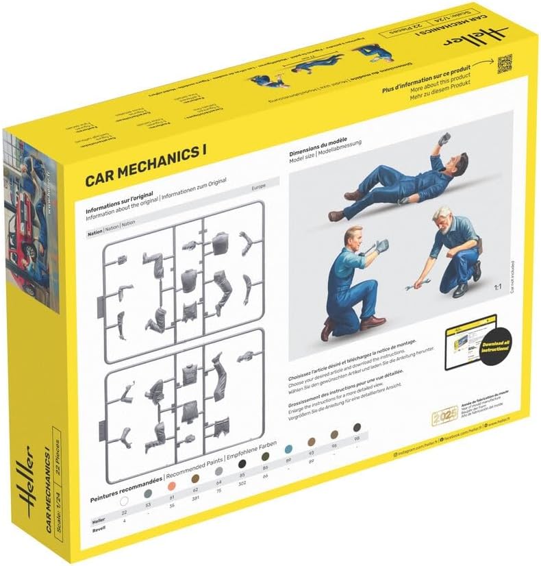 Eerel HE82755 1/24 Car Mechanic 1 Figure Set of 3 Plastic Model