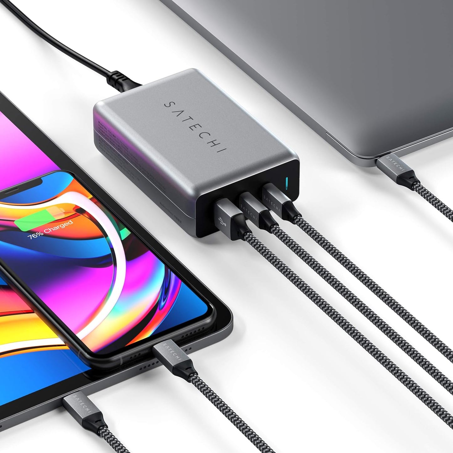 Satechi 100W USB C Compact GaN Charger Powerful GaN Technology Compatible with MacBook Pro/Air M2 2022, MacBook Pro M1 2021, iPad Air M1 2022, iPad Pro M1 2021, iPhone 14 ProMax /14 Pro/14/14 Plus
