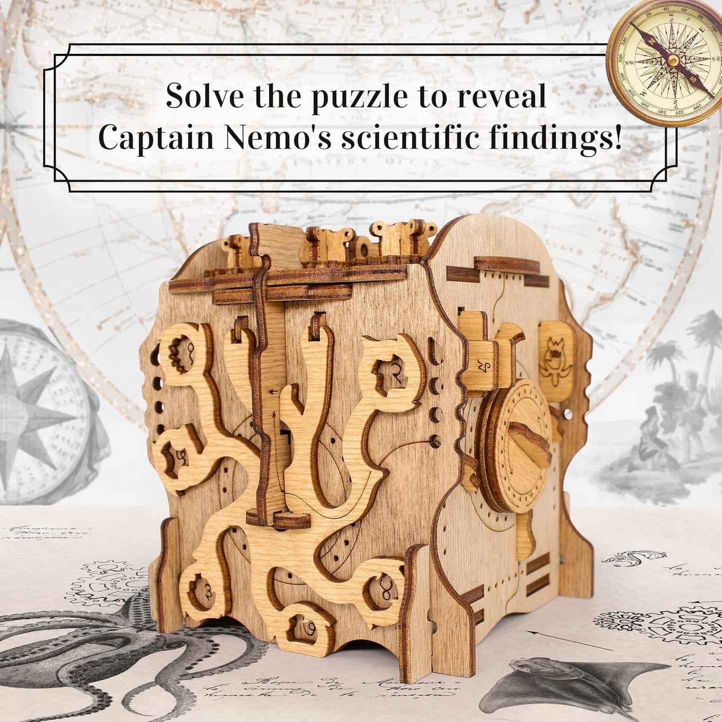 iDventure Cluebox - Captain's Nemo Nautilus - Escape Room Spiel - kniffeliges 3D Puzzlebox Holzpuzzel Rätsel - einzigartige Knobelspiele - Escape Box Spiele Für Erwachsene und Rätselbox für Kinder