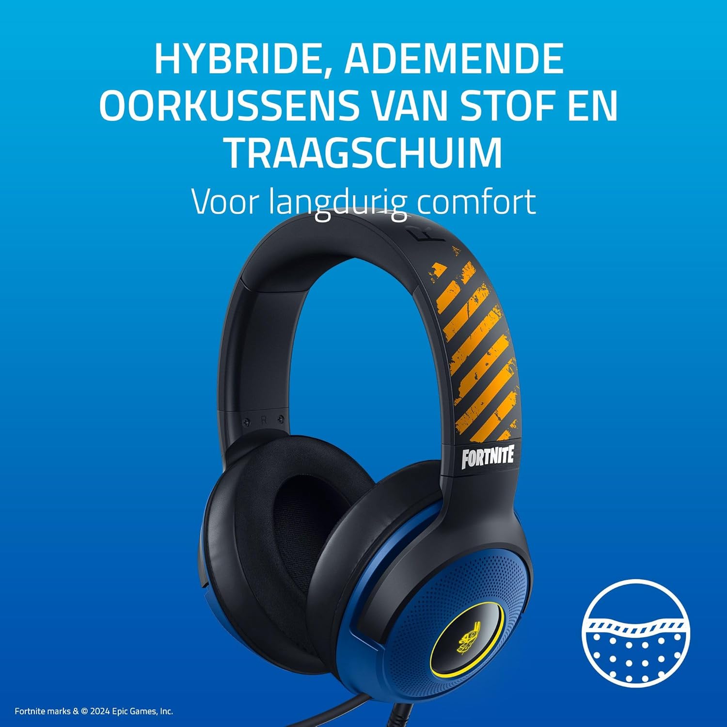 Razer Kraken V3 X - Fortnite Edition Kabelgebundenes USB-Gaming-Headset (Ultraleichter Kopfhörer, Triforce 40mm Treiber, HyperClear-Mikrofon, RGB) Fortnite