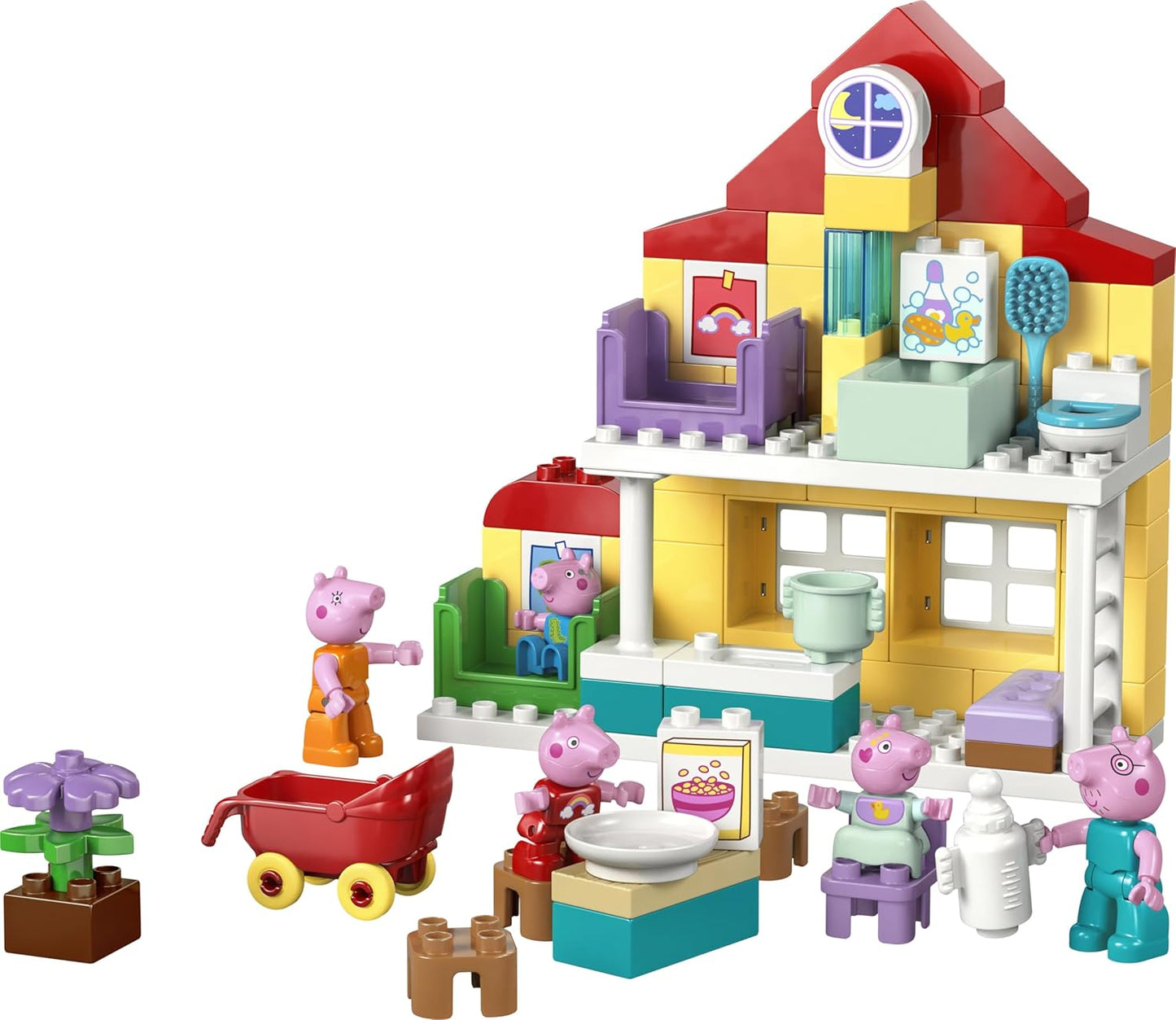 LEGO DUPLO Peppa Pig Family House - Educational Motor Skills Toy for Toddlers - Montessori Set w/ 5 Figures & Doll's House Accessories - Gift for 2+ Year Old Girls & Boys - 10467