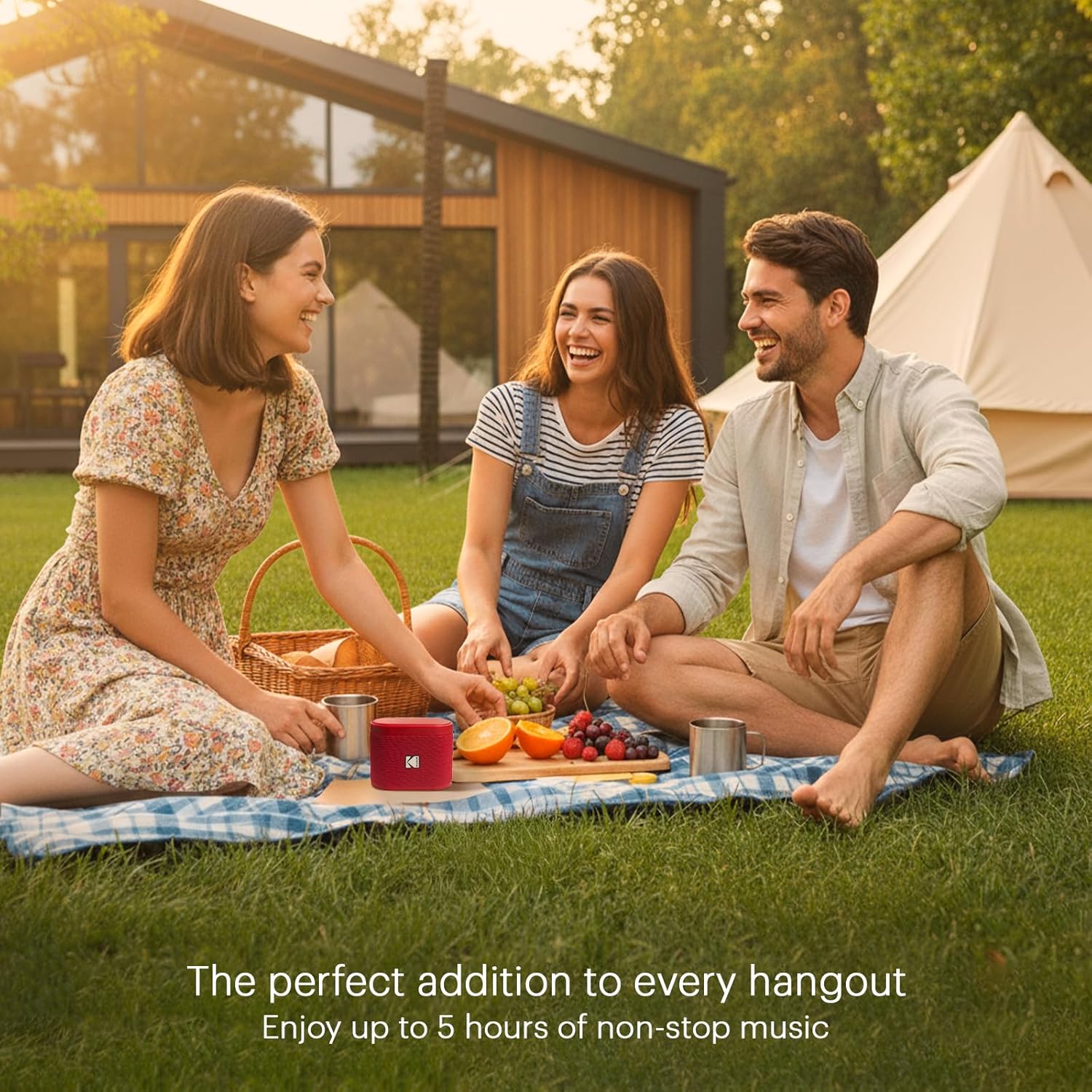 Kodak SOUNDBRIX Portable Wireless Speaker - Connects up to 100 Speakers - Magnetic Dock and Powerful 5W Sound - 3H Battery Life - Red